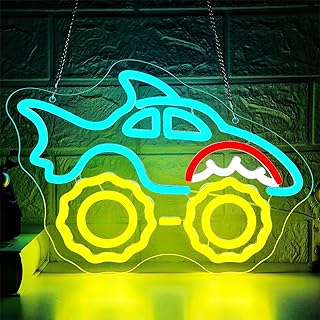 Monster Truck Neon Sign for Wall Decor Dimmable Monster Truck Neon Light for Man Cave Birthday Car Gifts for Teen Boys Men Led Car Sign for Teen Boys Bedroom Game Room Decor Size 13.3* 9.4In(WZCP322)