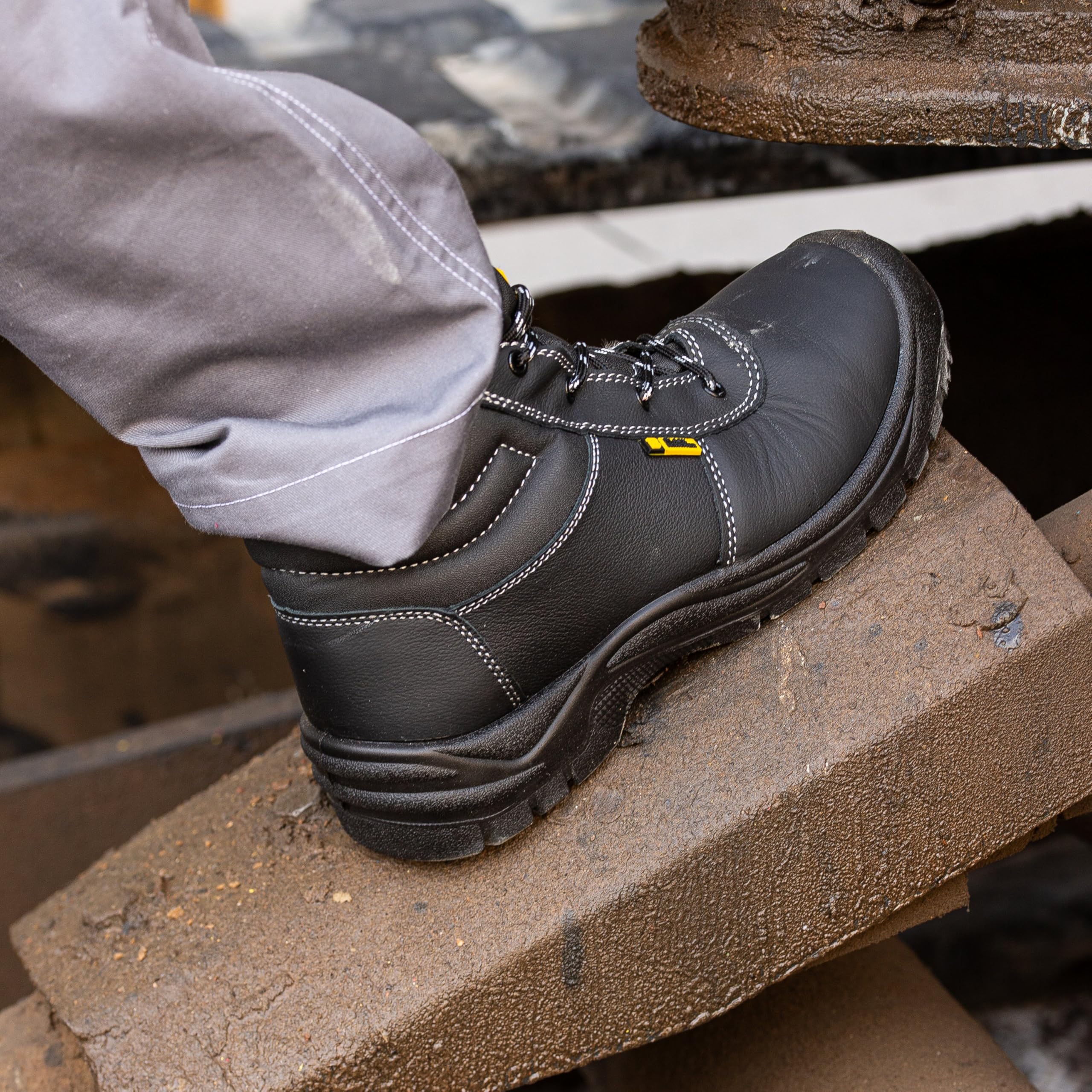 Black Hammer Botas de Trabajo de Seguridad para Hombre - Piel Plena Flor, Puntera de Acero, Resistente al agua, Diseñado para el Estilo y la Comodidad Calzado para Trabajos duros S3 SR William (47 EU)
