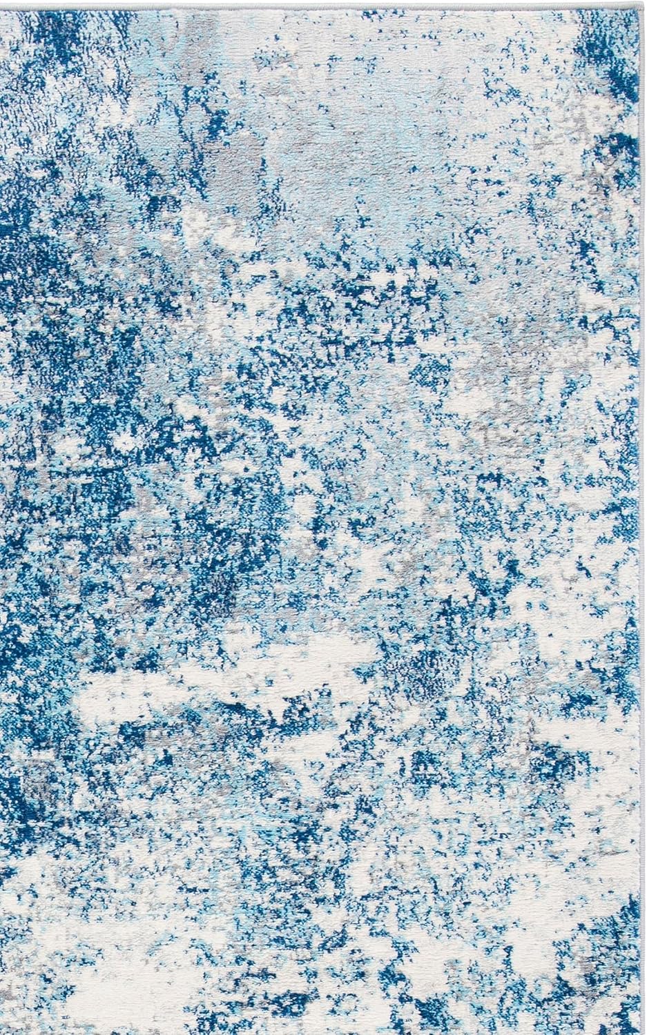 SAFAVIEH Brentwood Collection Area Rug - 3' Square, Ivory & Navy, Modern Abstract Design, Non-Shedding & Easy Care, Ideal for High Traffic Areas in Living Room, Bedroom (BNT822B)