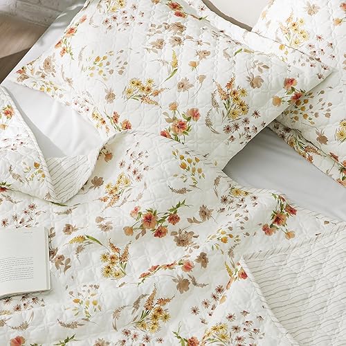 Miniatura 3 de Bedsure - Colcha floral tamaño Queen, ropa de cama reversible con estampado botánico, colcha ligera, colcha de microfibra suave para todas las