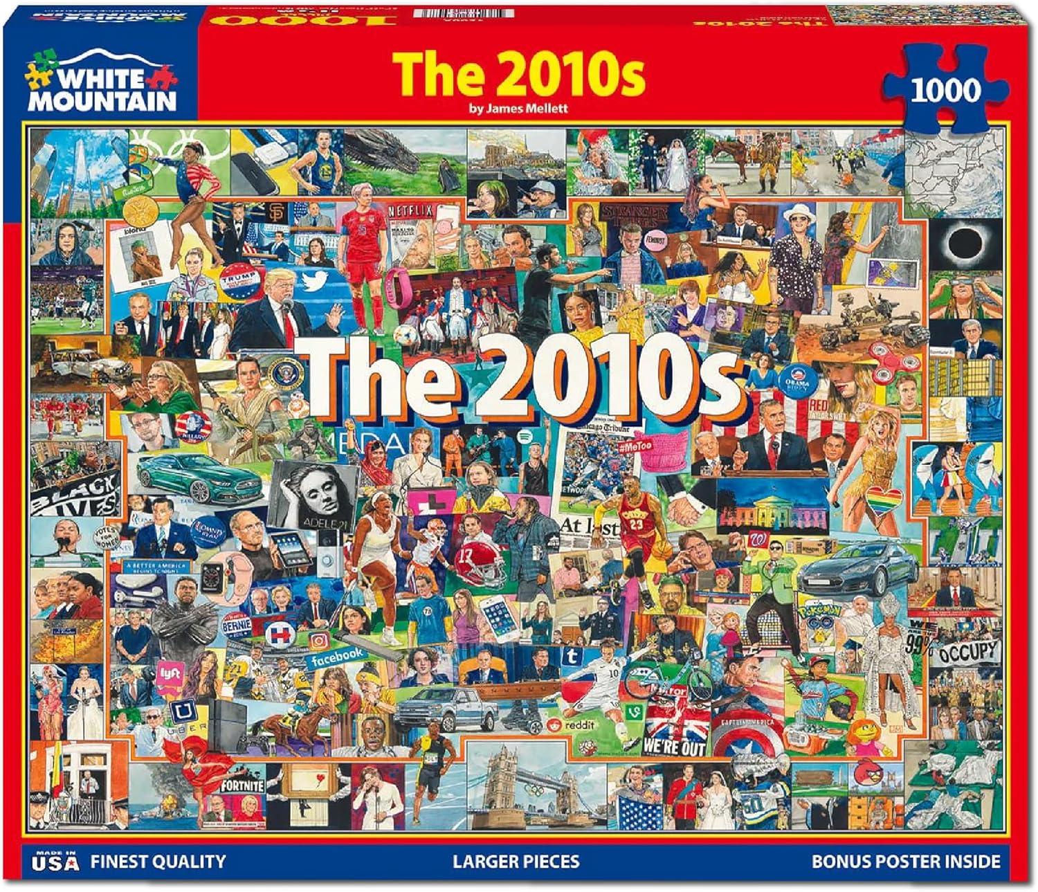 White Mountain 1000 Piece Jigsaw Puzzle Early 2000s Nostalgic Collage Puzzles with Large Pieces for Adults and Family 24"x30" - The 2010s