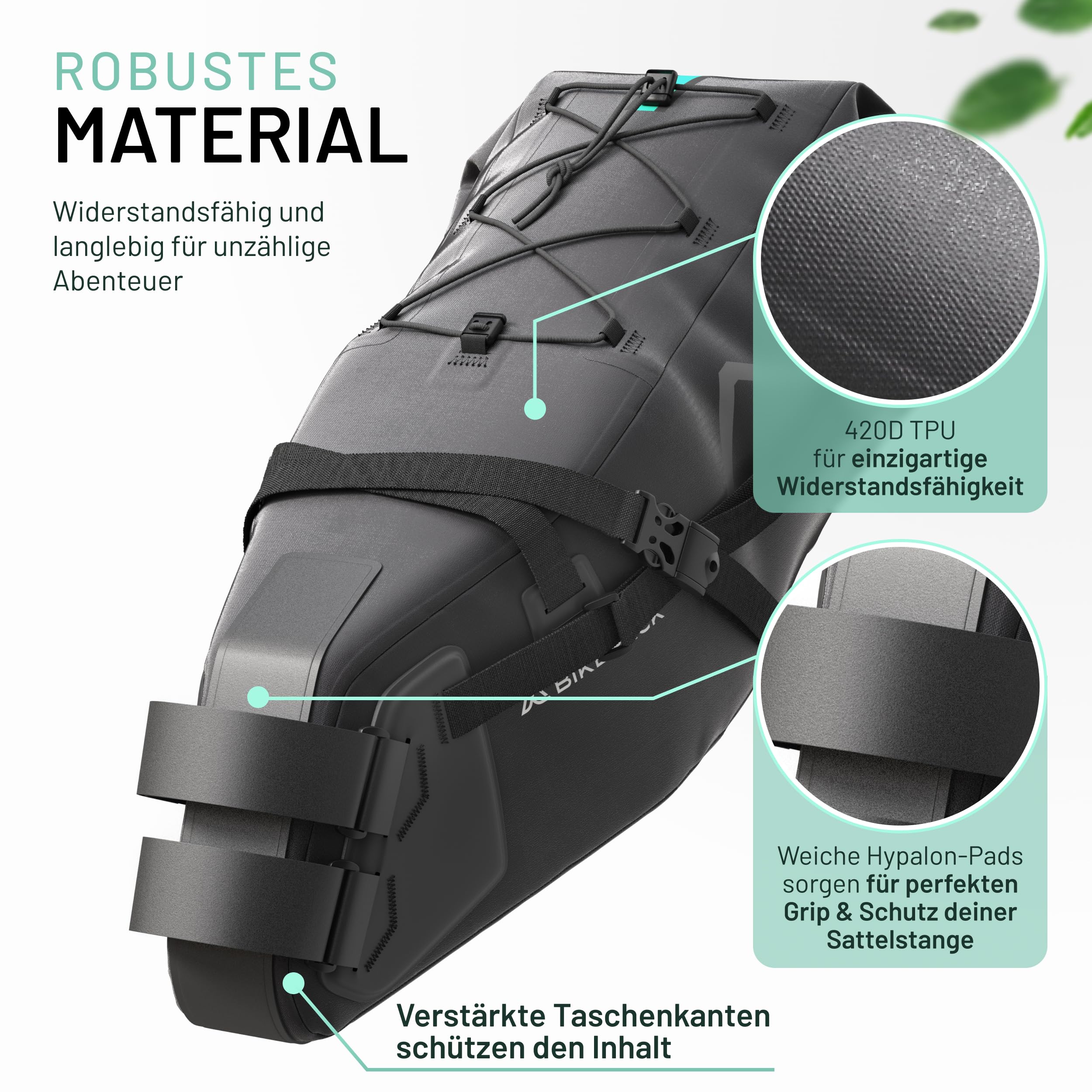 BIKEPACK Tourer Bundle – Lenkertasche, Rahmentasche und Satteltaschen für Fahrrad - Bikepacking Taschen - Gravelbike Zubehör - 100% wasserdicht - insgesamt 28 Liter Stauraum