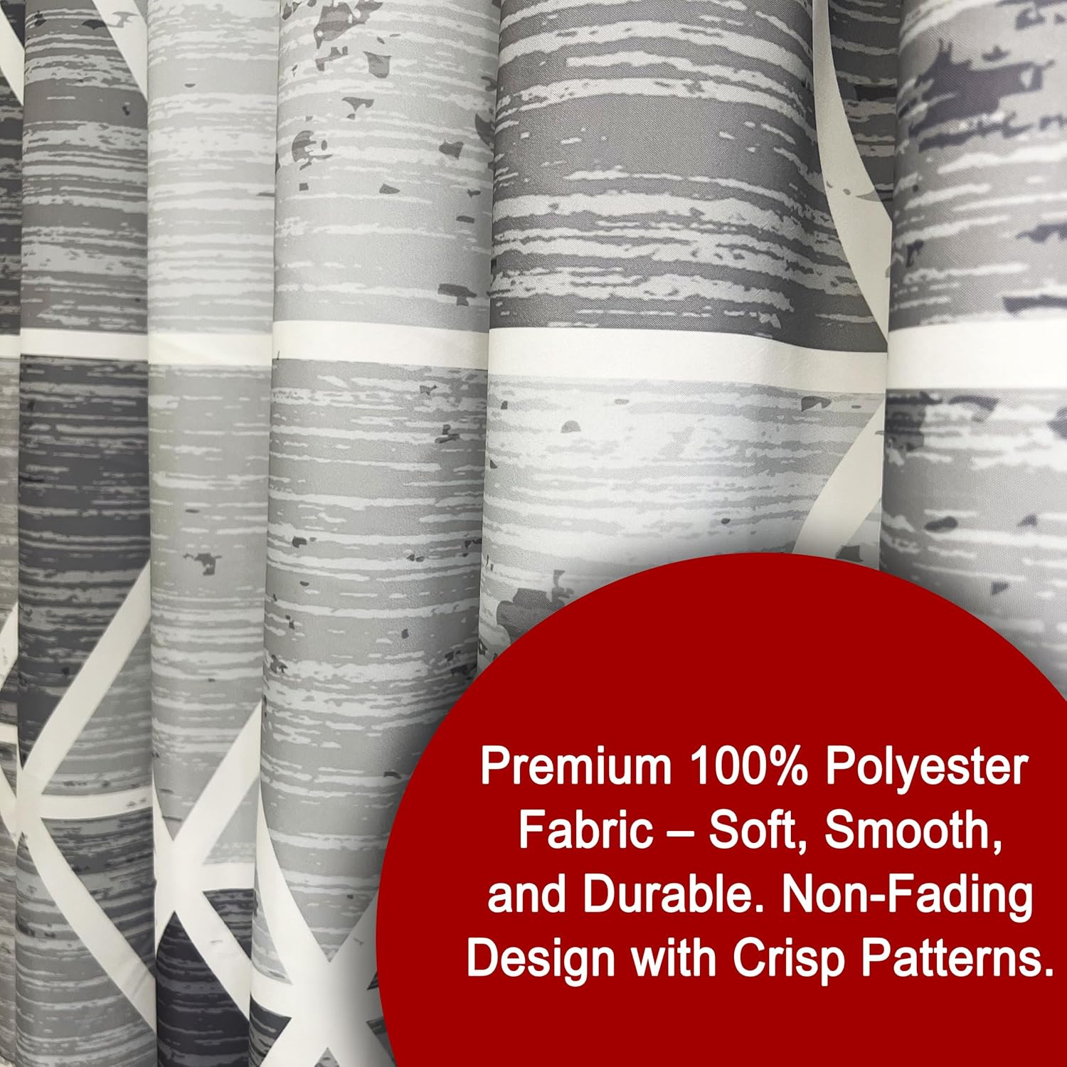 Premium Fabric Shower Curtain, Polyester Cloth Bath Stall Curtain with 12 Rings and Weighted Hem, Abstract Boho Shower Curtain Set for Bathroom (Gray Triangles, 72" W x 78" L)