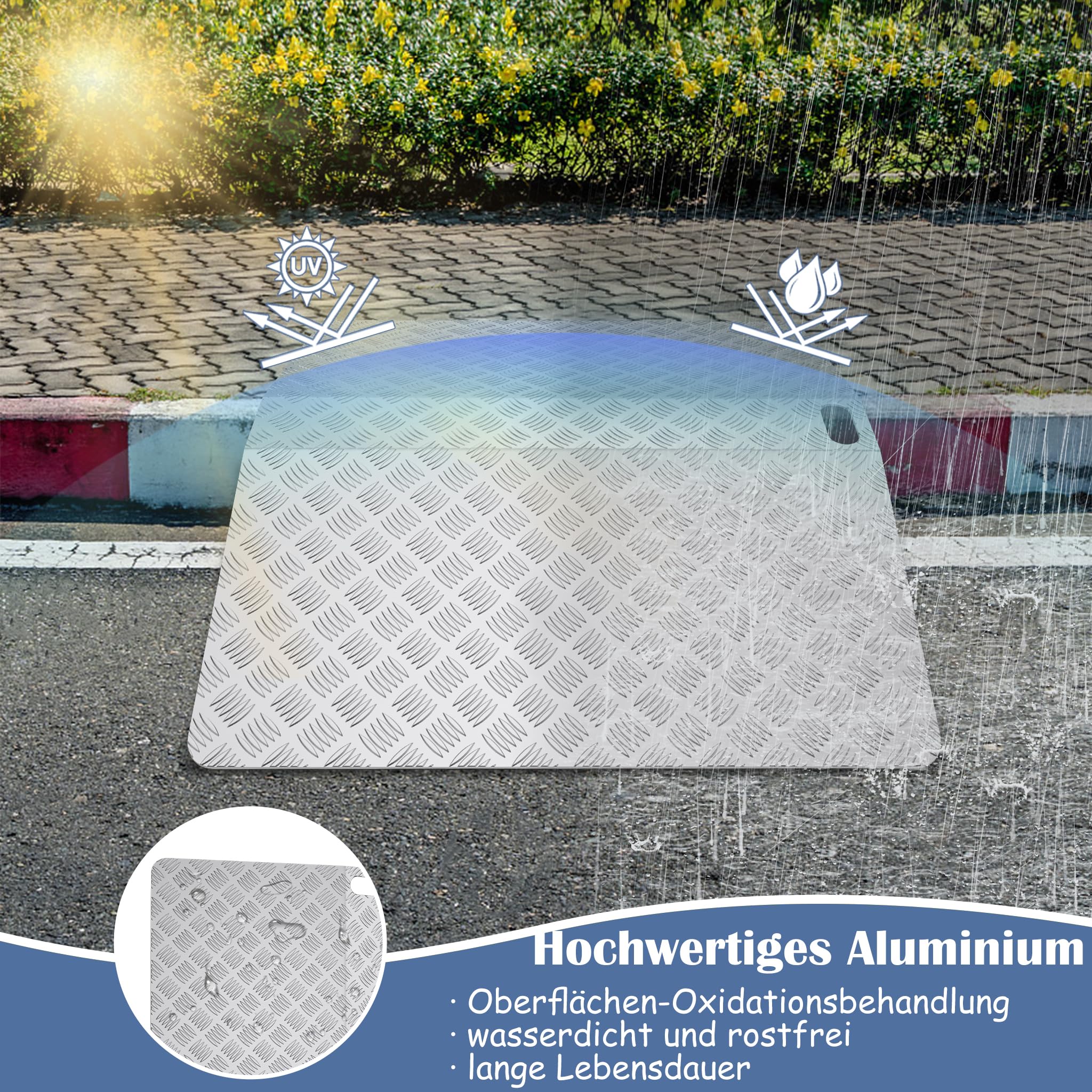 NAIZY Rampa de 100 cm para bordillos de aluminio con asa, portátil, antideslizante, 70 cm de ancho, rampa para silla de ruedas, máx. 270 kg