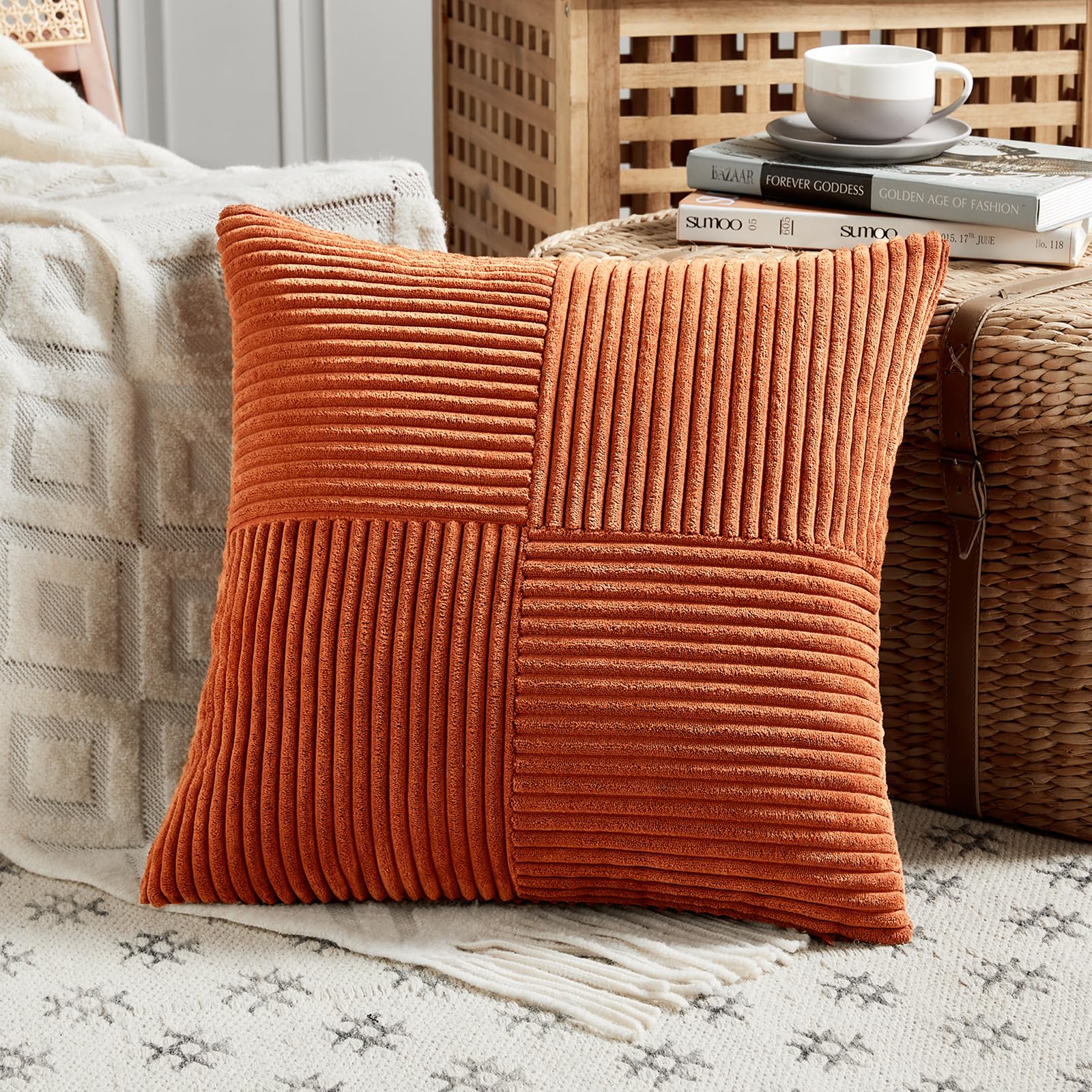 Fodera per cuscino Pieni Unikko, 50 x 50 cm, beige-bianco-blu