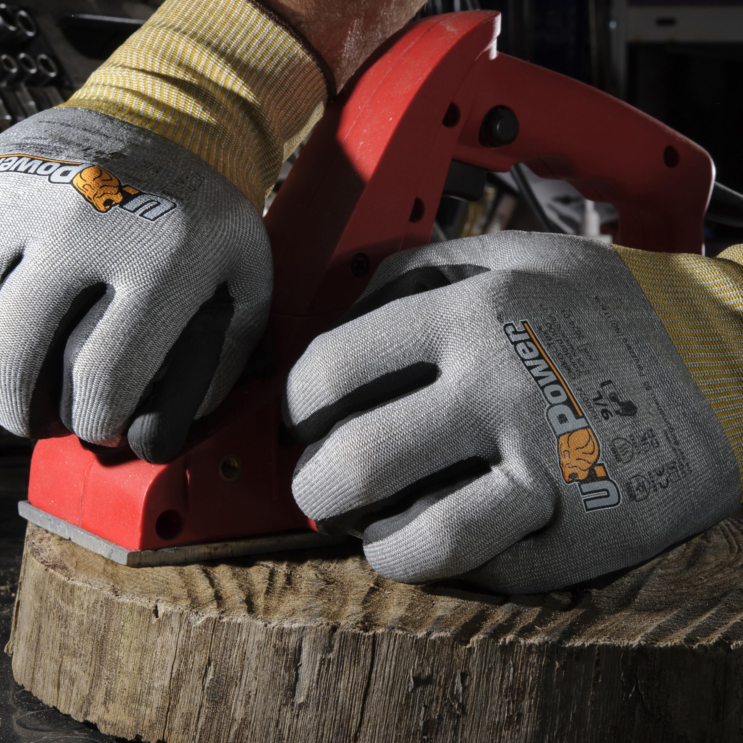 U-POWER Lot de 12 gants de travail Polka en nylon hppe et mousse polyuréthane, usinage à 18 aiguilles pour augmenter la dextérité et l'ajustement