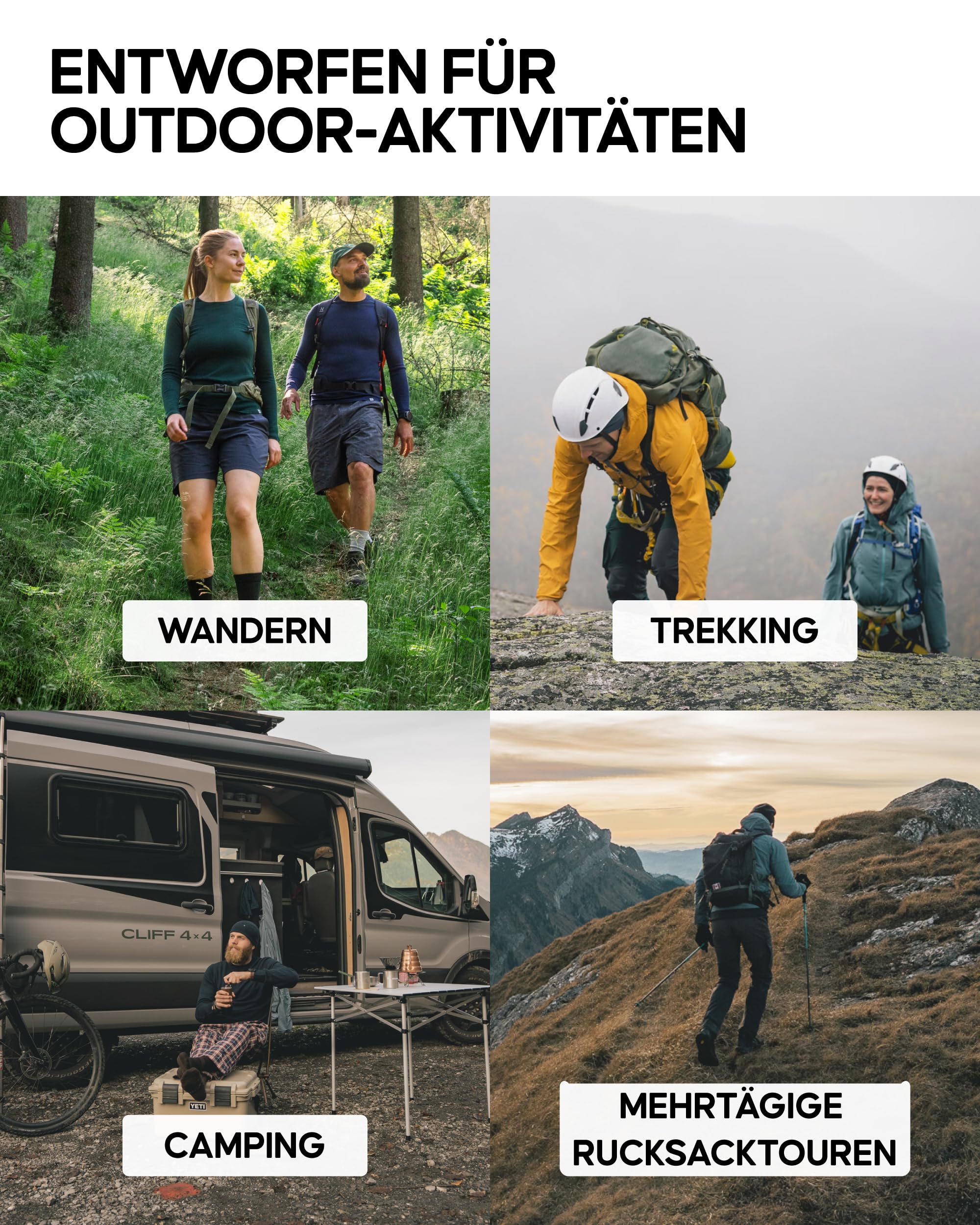 DANISH ENDURANCE Leichte Merinowolle Wandersocken, Arbeitssocken, Merino Socken, Funktionssocken, Atmungsaktiv, Gepolstert, Herren & Damen, 3 & 5 Paar