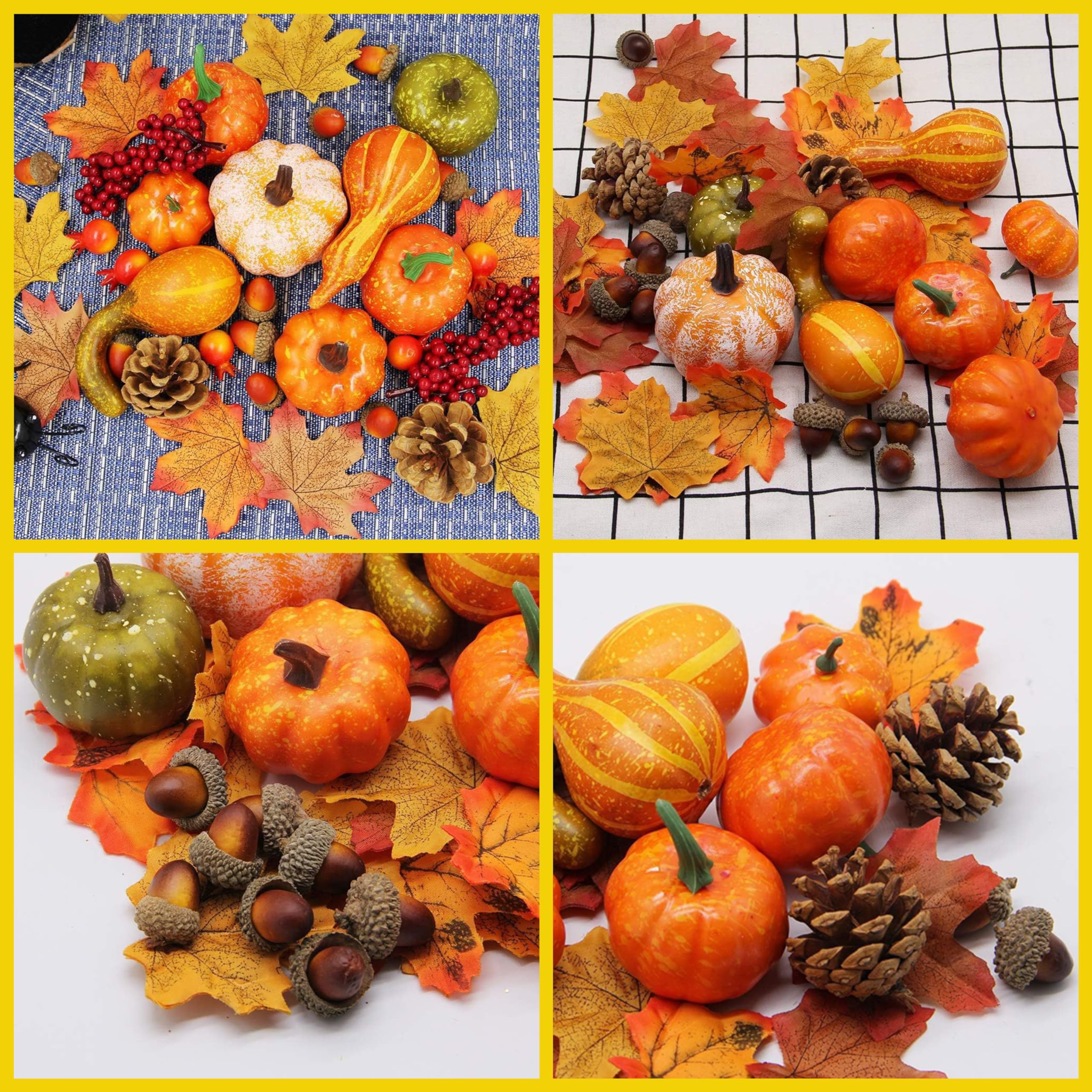 Juego de calabazas artificiales para Halloween, decoración de calabazas, calabazas de terciopelo, calabazas de yute, simulación, bellota, otoño, calabaza, decoración para fiesta, cosecha, Acción