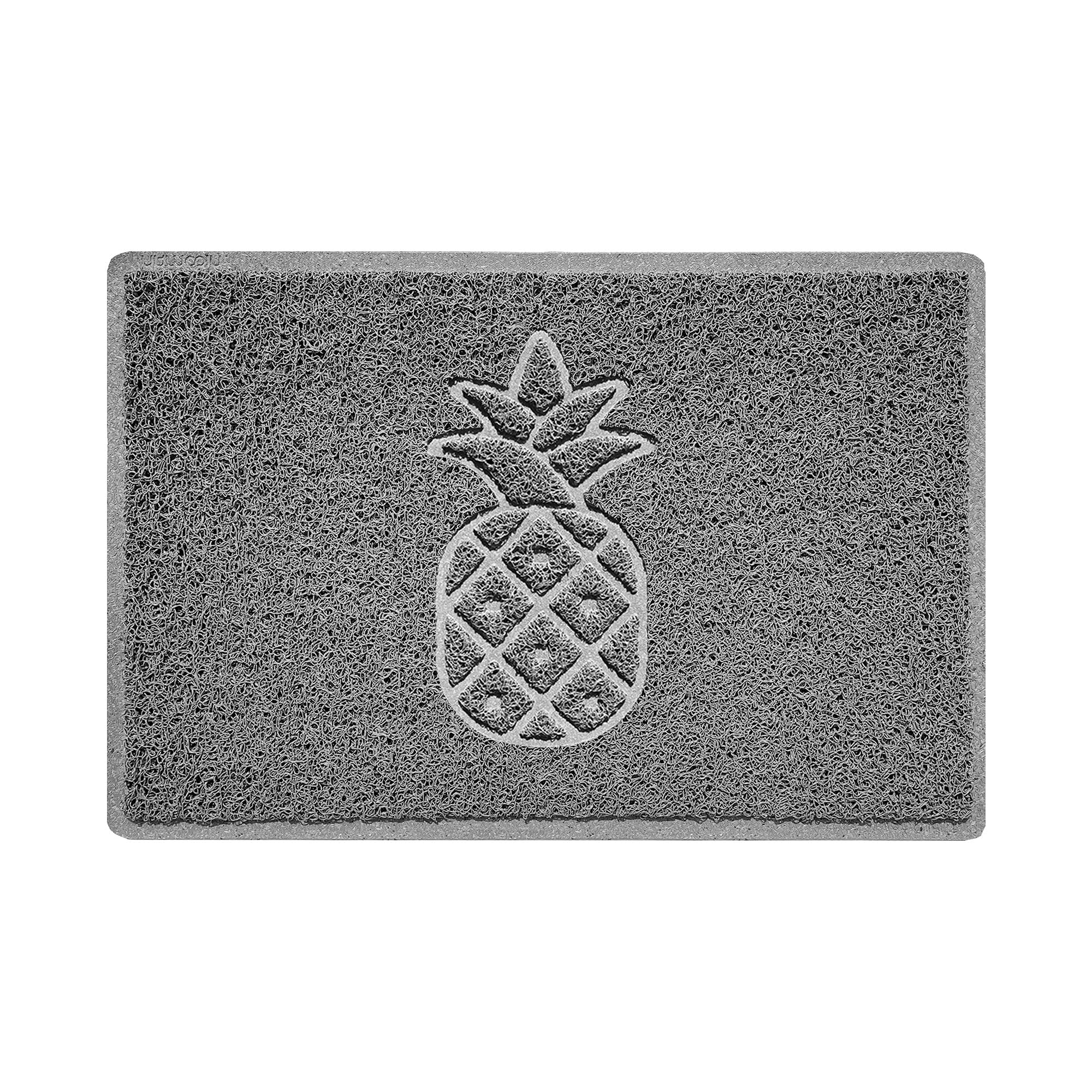 Nicoman Pineapple Embossed Shape Door Mat Dirt-Trapper Jet-Washable Doormat-(Use Outdoor ONLY)- (60x40cm/23.6x15.7inches, Small) Grey