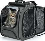 Pecute Bubble Cat Backpack for Kitten and Puppy,Grey | Breathable mesh, clear window, ideal for travel, hiking and outdoor walking
