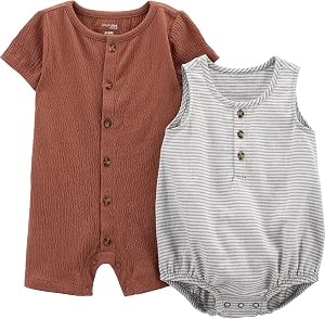 Simple Joys by Carter's baby-boys Button Rompers, Pack of 2Romper