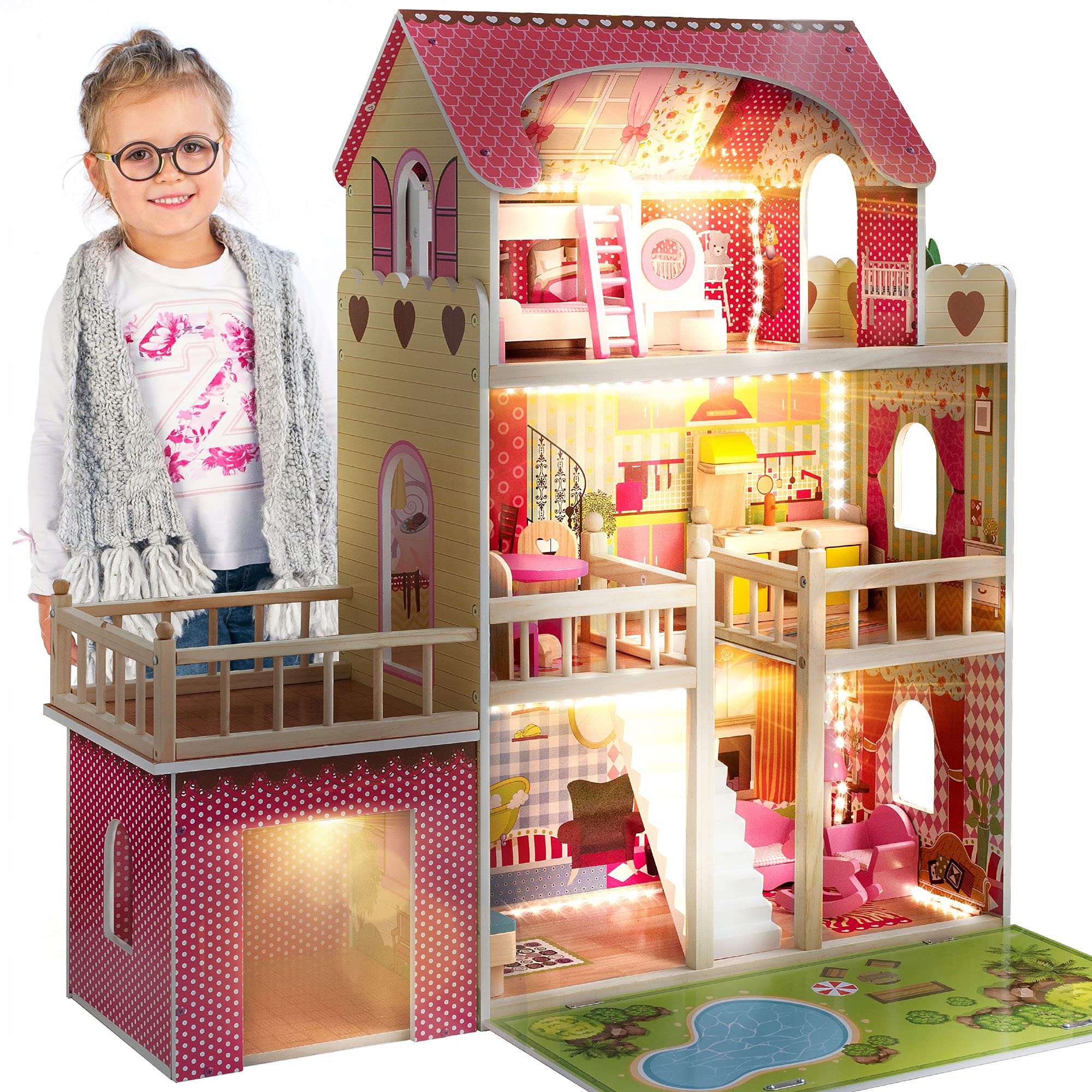 Buy Kinderplay Large Wooden Dolls House with Furniture and Accessories
