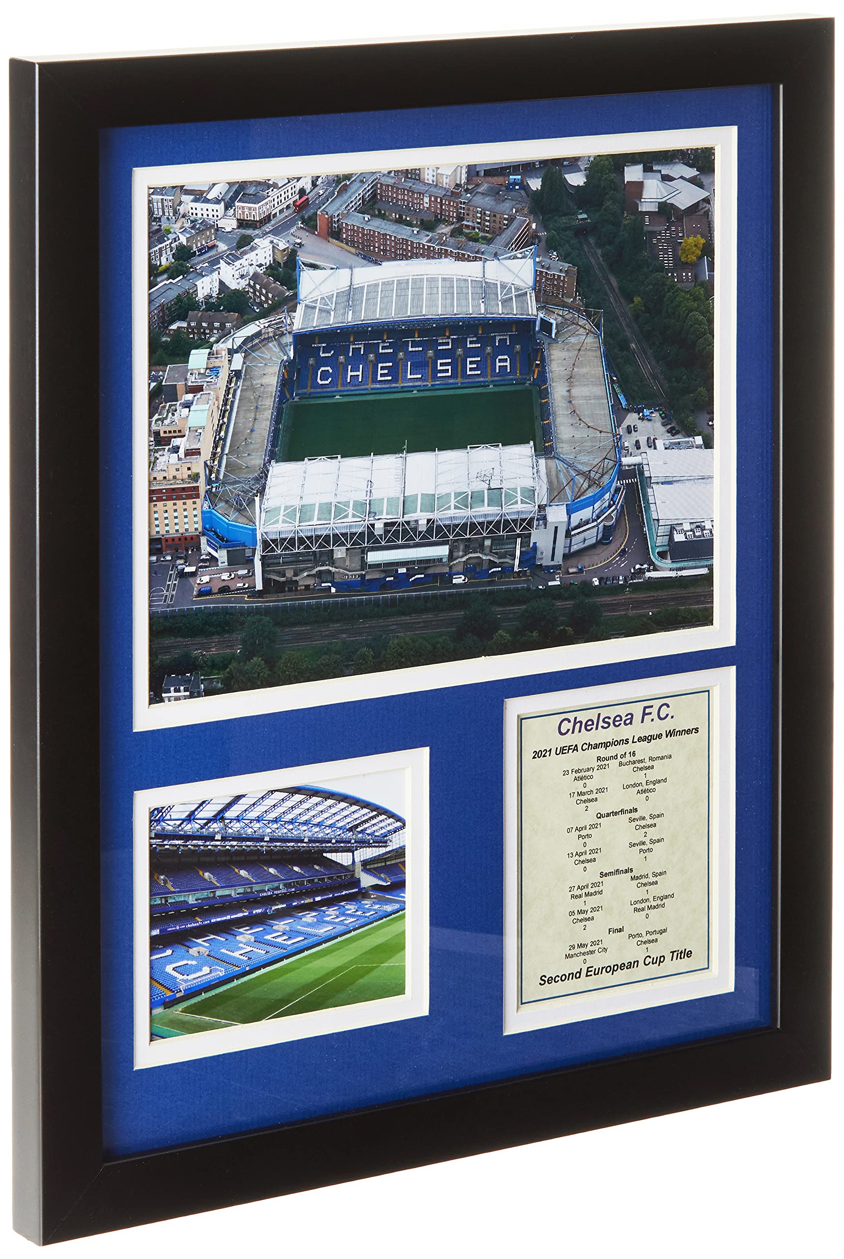 Legends Never Die, Inc. Chelsea FC | 2020-2021 UEFA Şampiyonlar Ligi Galibi | 30,48 cm x 38,1 cm Çerçeveli Fotoğraf Kolajı