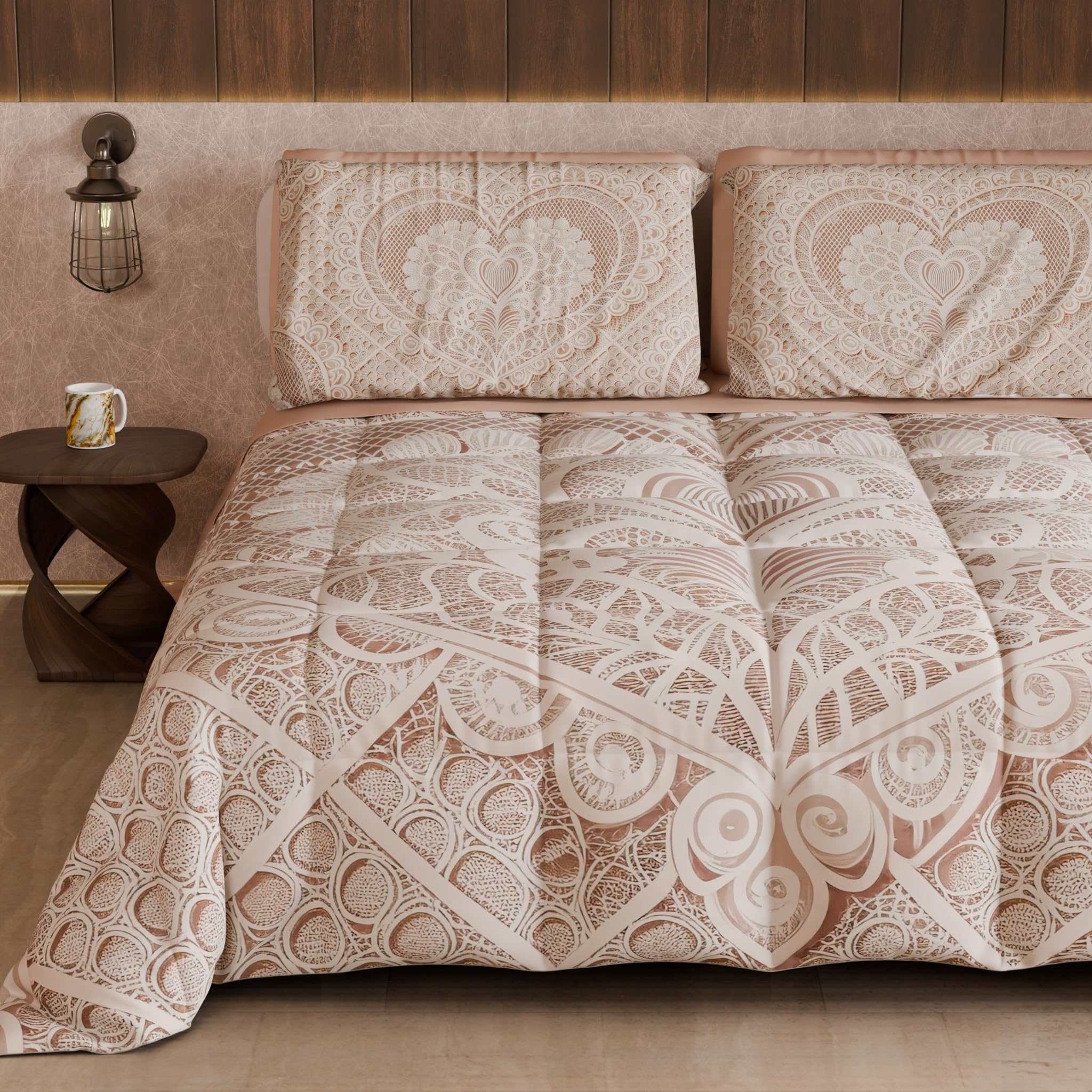 PETTI Artigiani Italiani - Trapunta Invernale, Piumone Matrimoniale Double Face Tinta Unita e Stampa Digitale, Shabby 04 321, 100% Microfibra, Made in Italy