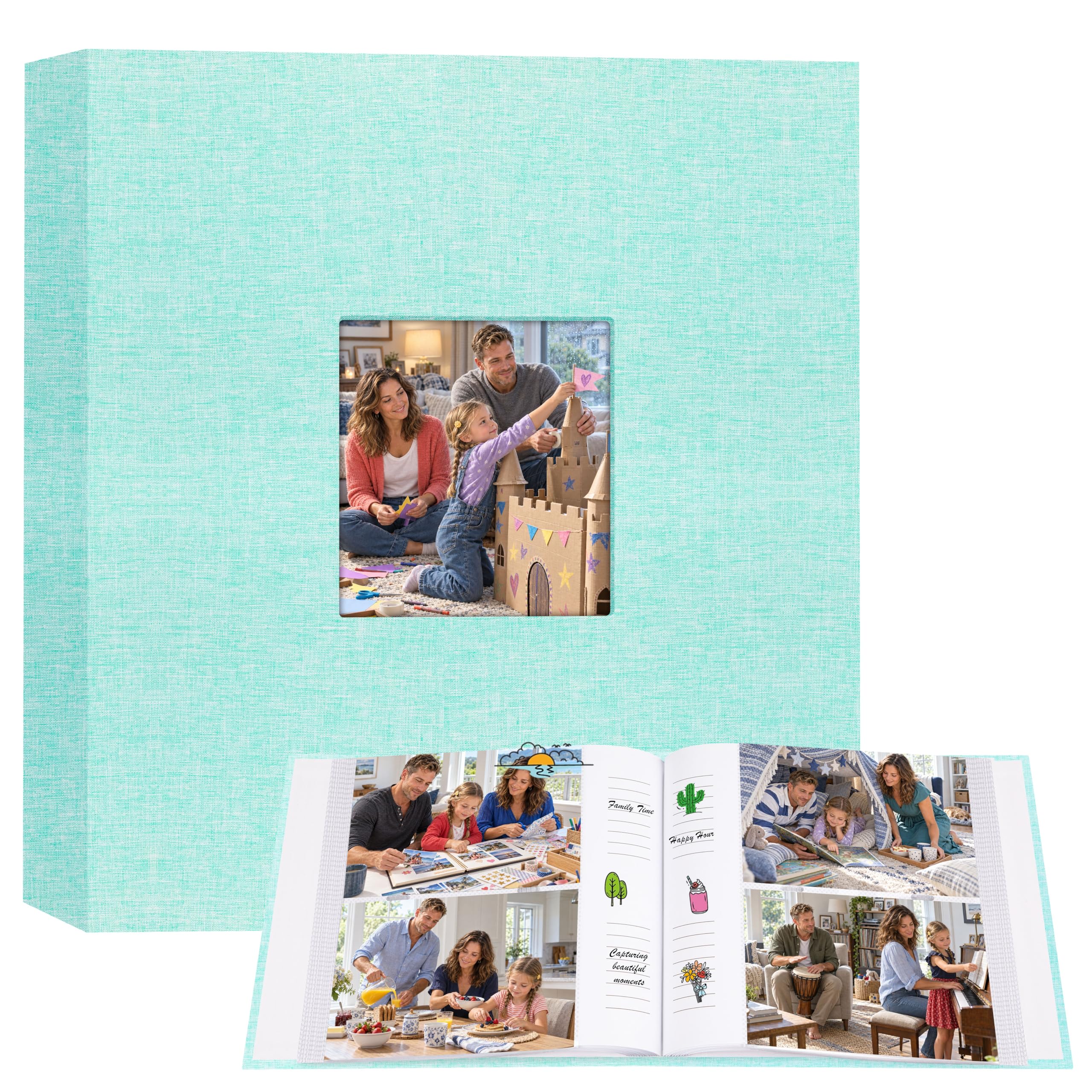Lot de 2 albums photo de 12,7 x 17,8 cm, couverture en lin, 36 pages pouvant contenir 72 photos horizontales, album photo de 12,7 x 17,8 cm pour œuvres d'art, cartes postales ou photos de mariage,