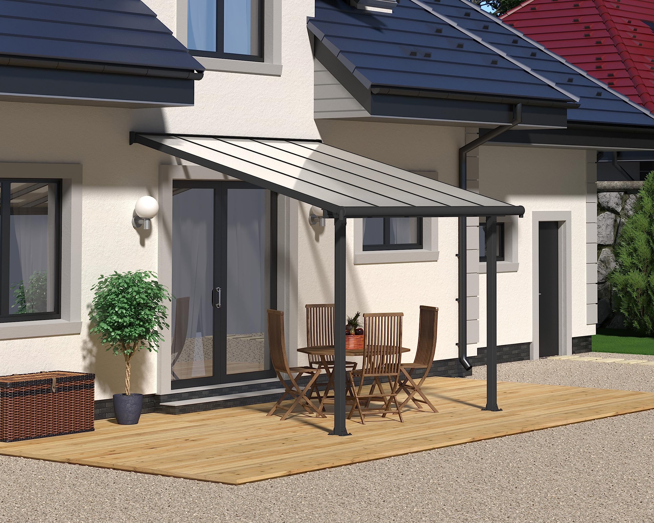 CANOPIA by Palram Pergola Olympia 9.2 m² en Aluminium Et Polycarbonate, Moderne & Élégante, pour Couvrir Une Terrasse Toute L’année (Gris)