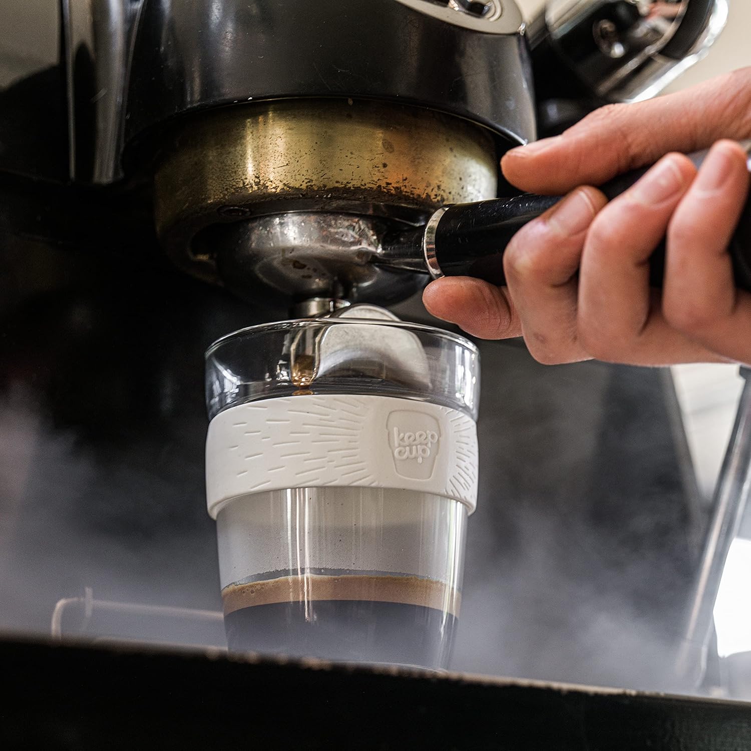 KeepCup Brew, Reusable Glass Tumbler with Spill-proof lid, Tall Coffee Cup 12oz/340ml - Qahwa - Image 3