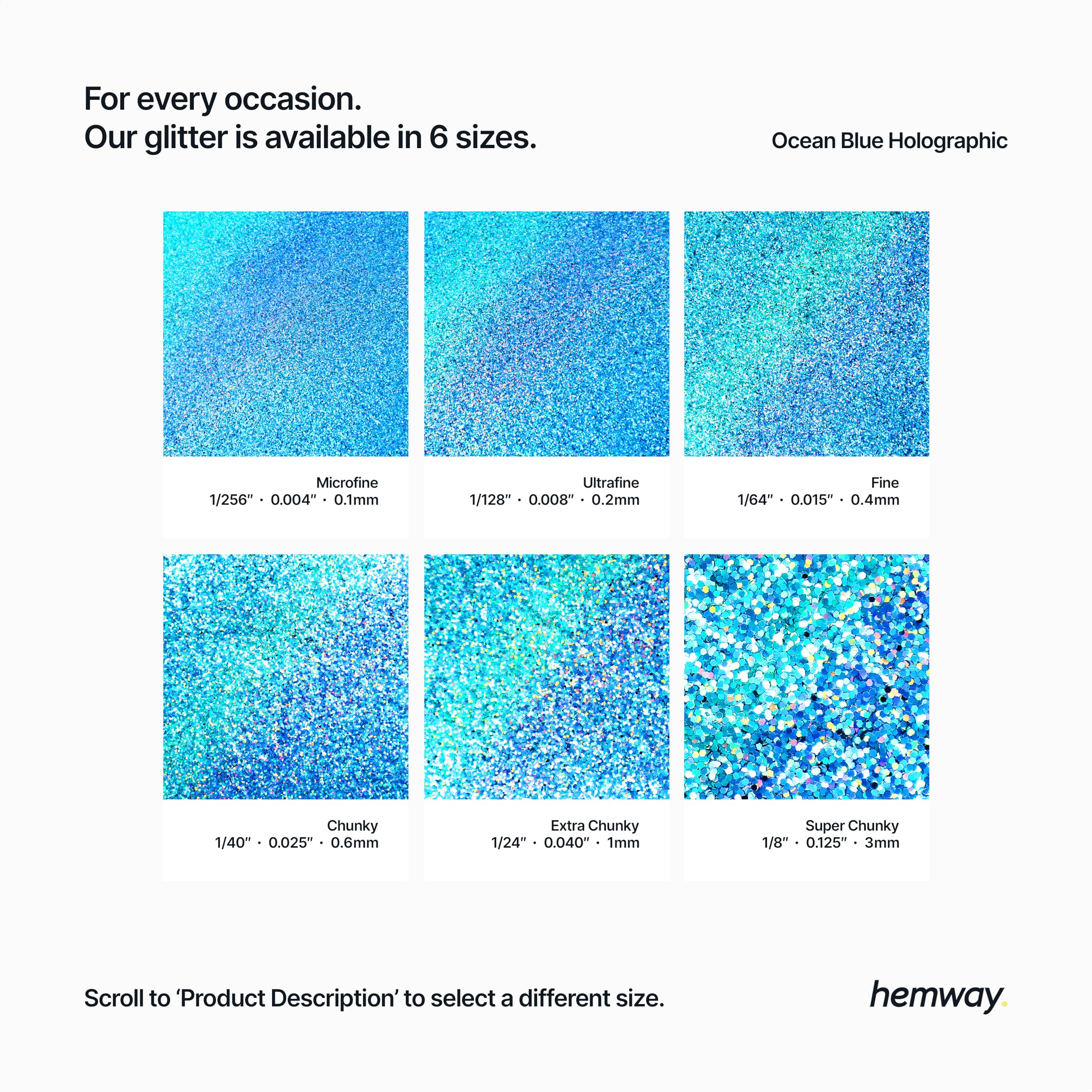 Hemway Glitter Shaker Ocean Blue Holographic 130g x2 Pack Extra Chunky, Craft Glitter Shakers for Resin & Epoxy Crafts - Image 3
