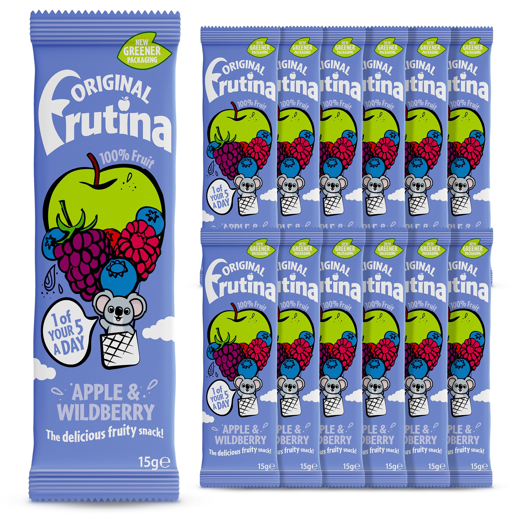 Apple and Wildberry Fruit Bars-12x15G Fruit Snacks-100% Dried Fruit with No Added Sugar No Preservatives and No Artificial Colours and Flavours-Delicious Pick-Me-Up Snacks for Kids and Adults