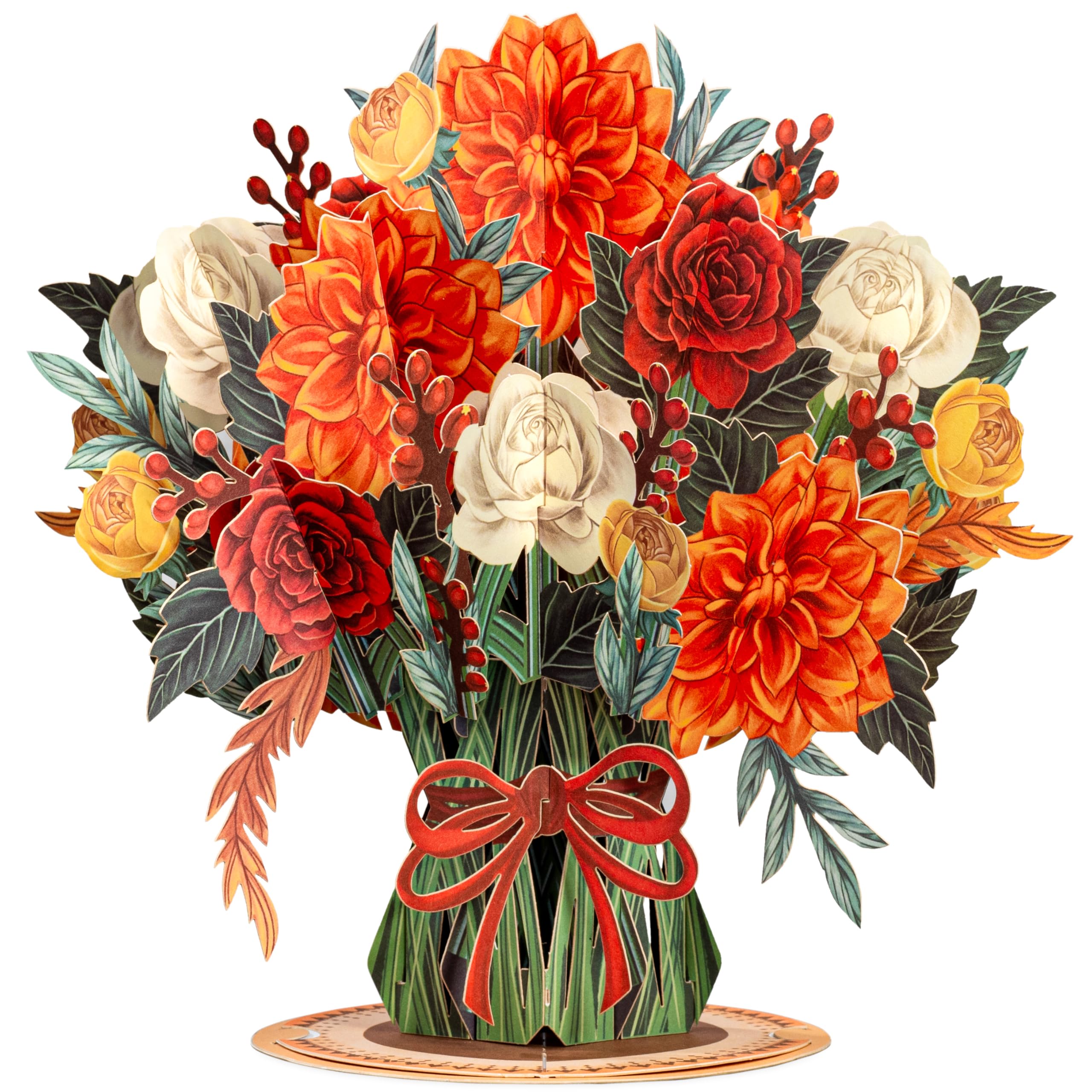 Paper Love Autumn Pop Up Flower Bouquet Card, 3D Boho Bouquet