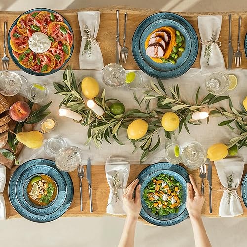 Twinzee Riviera Collection 24-Piece Stoneware Dinner Set for 6 People – Microwave Compatible – Dinner Set for 6 People - 7