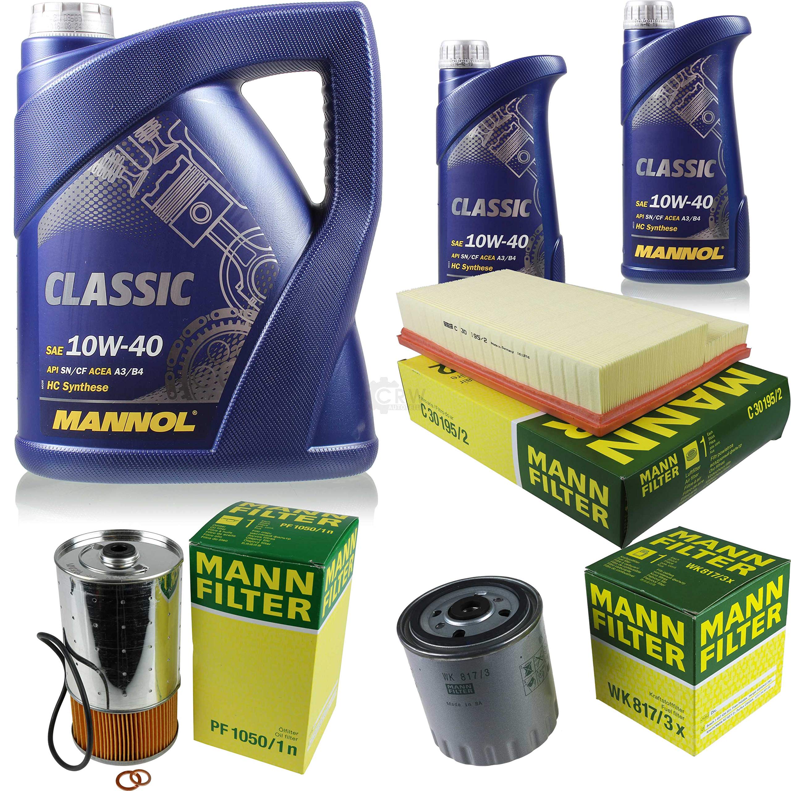 Set 85461286 C 30 195/2 PF 1050/1 n MN7501-1 WK 817/3 x MN7501-5 paquete de inspección 7 L Classic 10W-40 + paquete de filtros MANN 10934423