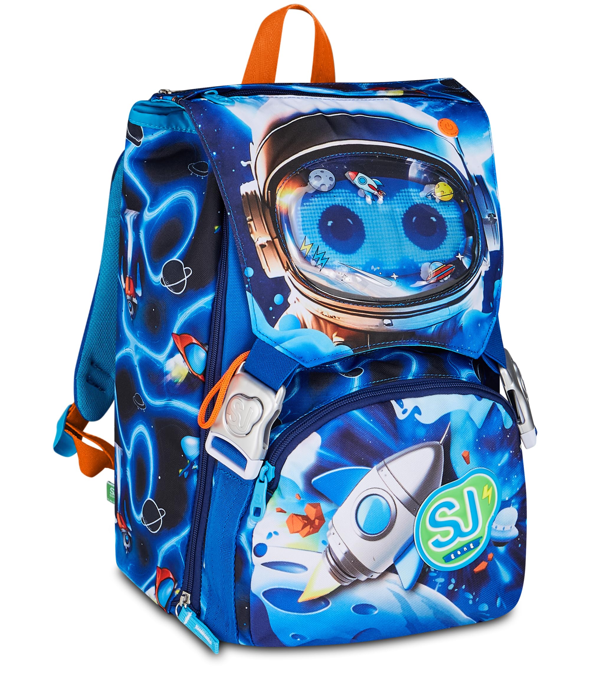 SJ GANG STYLE JAM GANG Zaino Scuola Estensibile Big SPACE LED BOY, Blu, 24 L, Zip laterali, Dispositivo luminoso su pattina, Tasca portaborraccia, Scuola elementare e media, Bambino, Ragazzo