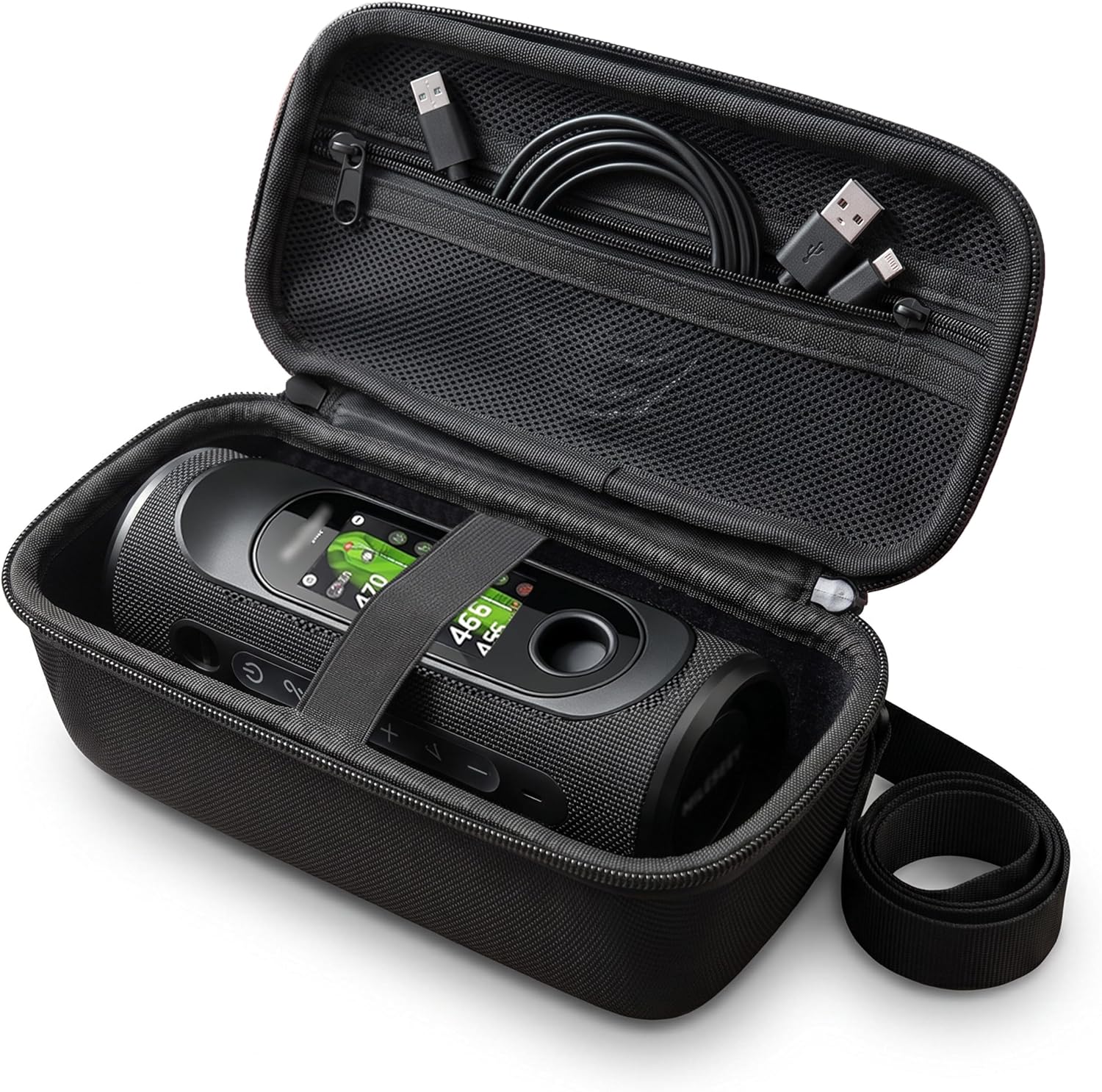 Portable Storage Case for MiLESEEY GeneSonic Pro Golf Speaker, Golf Speaker and Handheld GPS Rangefinder Travel Bag, Mesh Pocket for Charging Cable Accessories， with Handle and Shoulder Strap