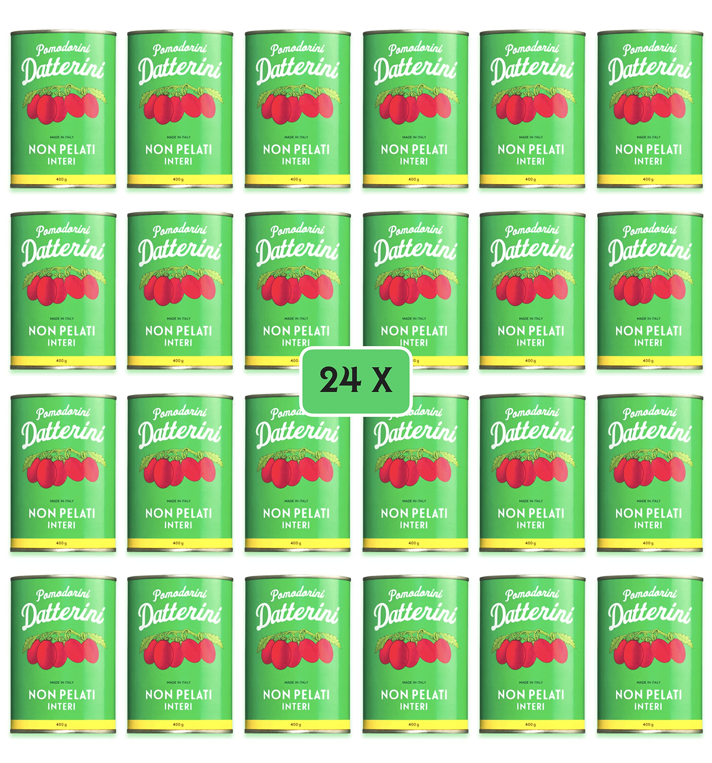 Sapor Design SAN MARZANO Tomaten aus Italien | Die besten Tomaten der Welt im Set | Dosentomaten, San Marzanos | Viele Varianten (Datterini Vintage (Grün), 24 Dosen)