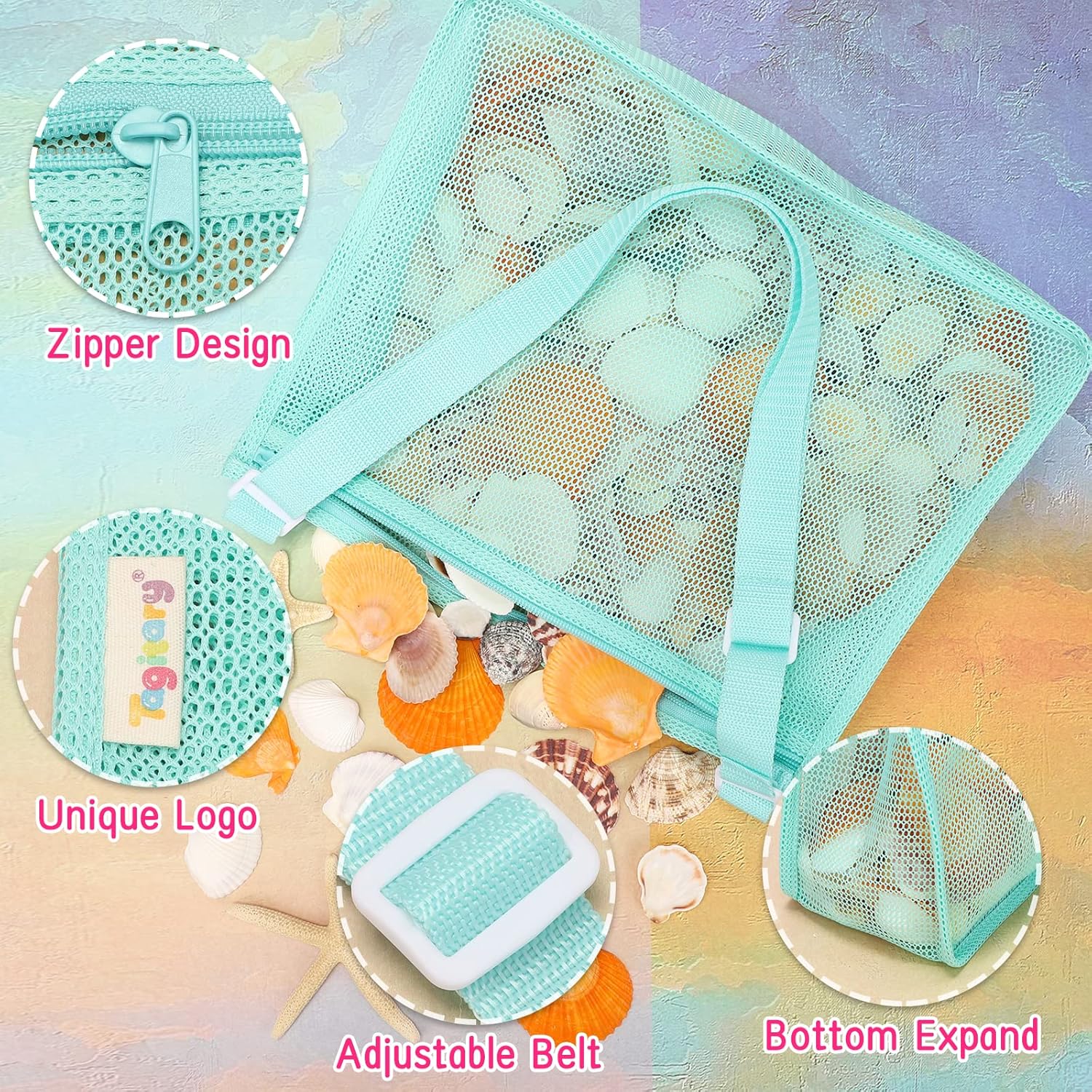 Tagitary Beach Shell Mesh Bag Standard and Large