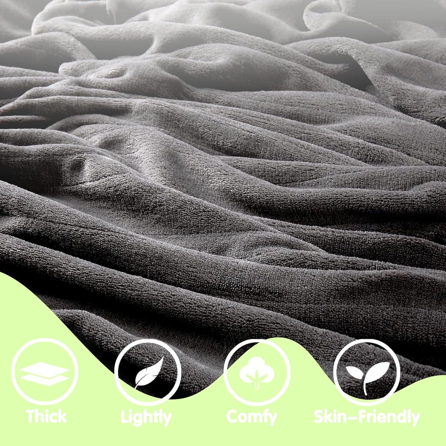 Electric Heated Blanket 62”x84” Coral Fleece Twin Size with 4 Heating Settings and 10 Hours Auto-Off, Machine Washable and Made with Skin-Friendly Materials-Dark Grey