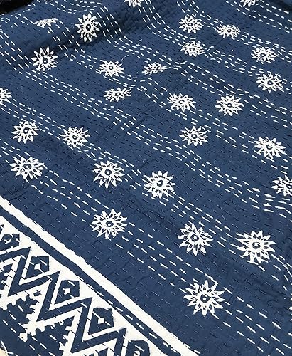 Miniatura 5 de Colcha Kantha con estampado floral a mano, colcha Kantha de algodón, colcha Kantha tamaño individualqueen, manta Kantha hecha a mano, manta Kantha
