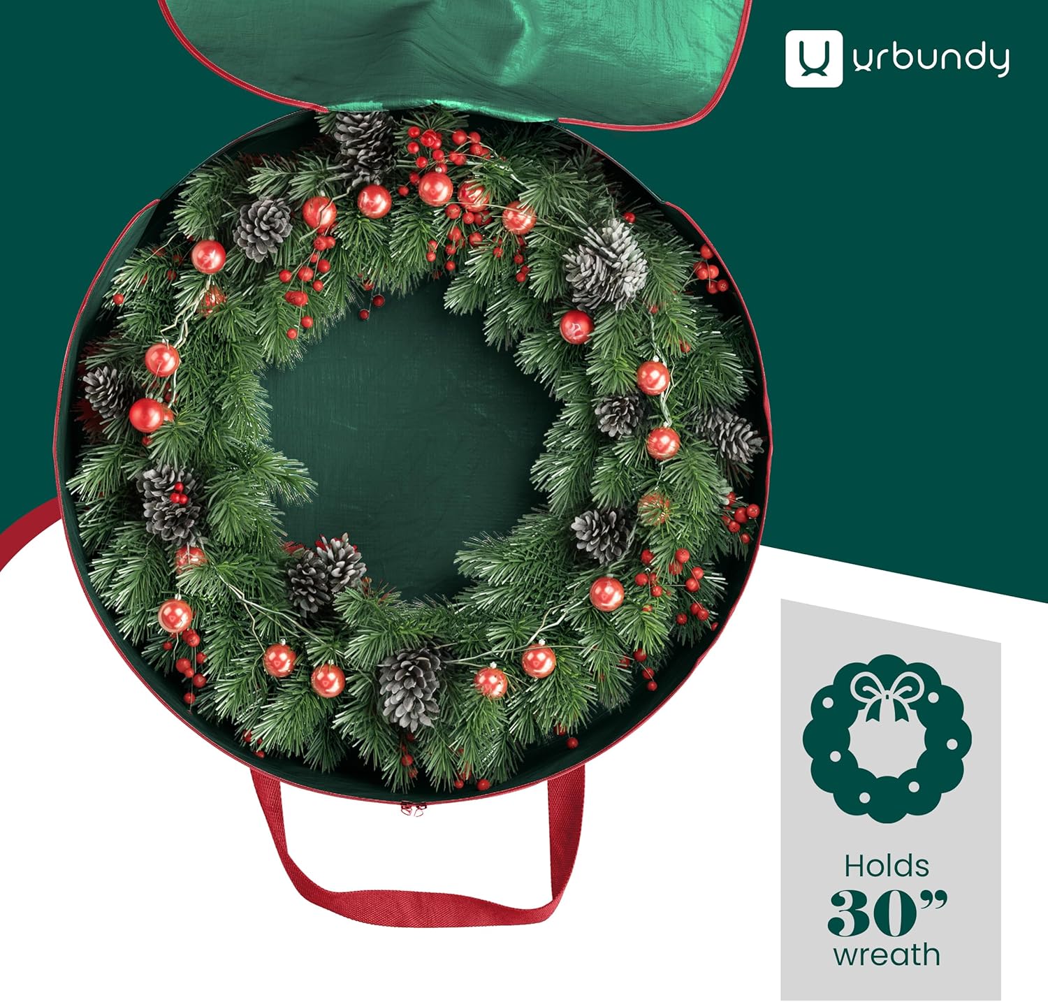 Heavy Duty Wreath Storage Bag 30 Inch, 2-Pack - Christmas Wreath Storage Container Green - Waterproof Plastic Material Wreaths Holder Storages - Holds 30 Inch Wreaths For Year Round