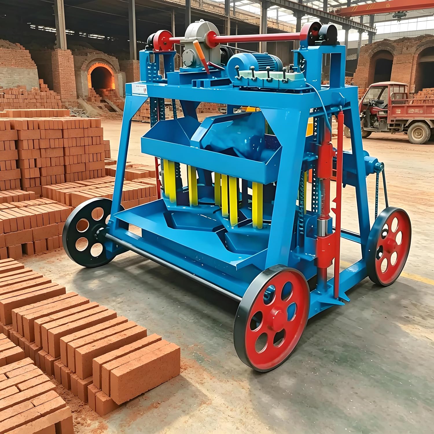 Cement Block Making Machine | Electric Vibration Brick Press for Hollow, Interlocking & Paver Bricks | Ideal for Small Construction Projects, Farm Paving & Residential Projects