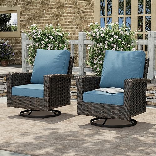 Miniatura 34 de HERA'S HOUSE - Juego de 8 muebles para exteriores con mesa de fogata, juego de conversación para patio con cojines de 14 cm de grosor y sillas Gris