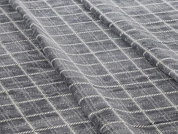 Crown Edwin Square Pattern 100% Cotton Blanket, Anthracite, Single