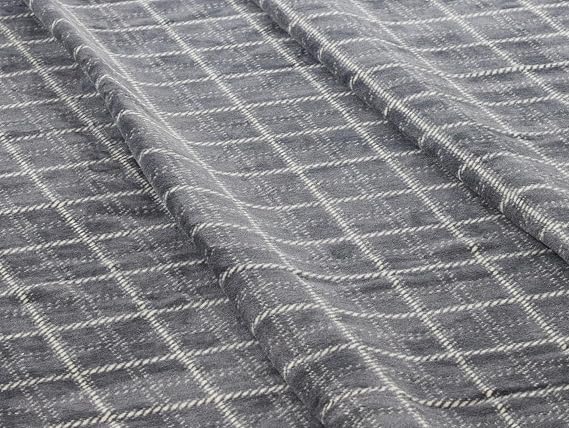 Crown Edwin Square Pattern 100% Cotton Blanket, Anthracite, Single