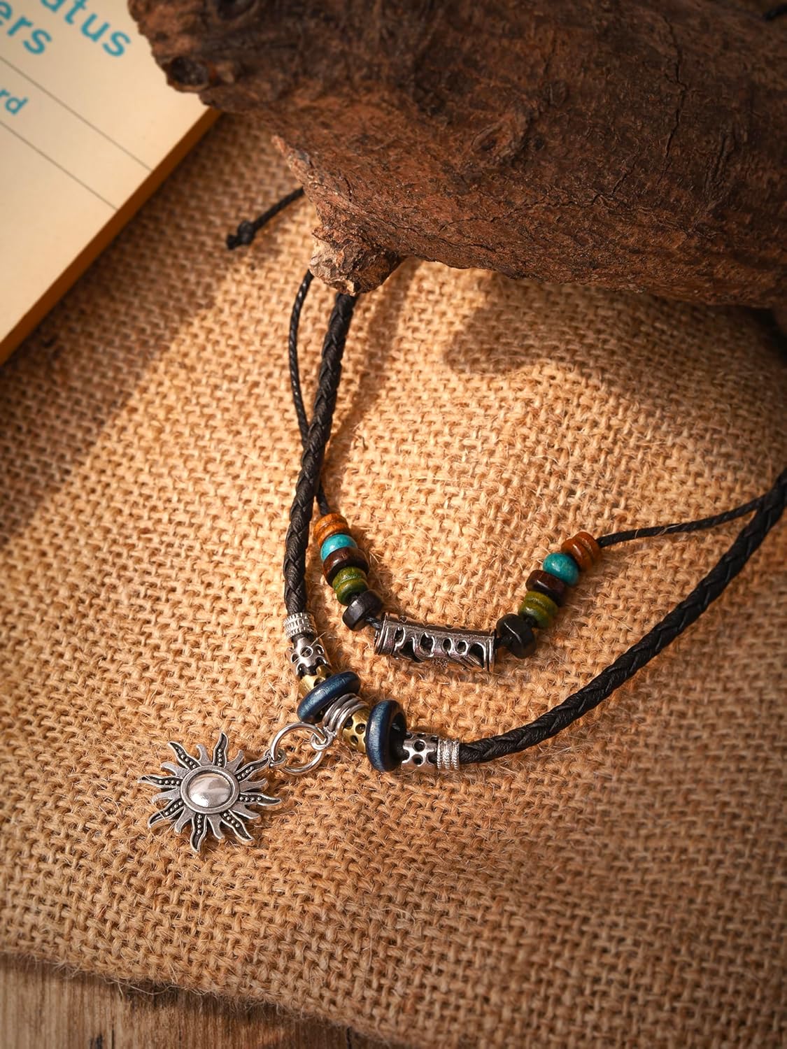 MINACHI Layered Boho Wood Bead Choker Necklace, Hollow Flower Charm, Personality Jewelry for Men and Women - Image 5