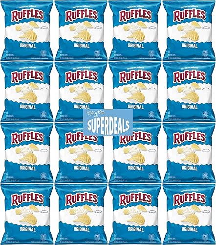 Ruffles Potato Chips, Original, 1.5 Ounce Bag (Pack of 16) Value Pack Bundled by SUPERDEALS with Mystery Gift