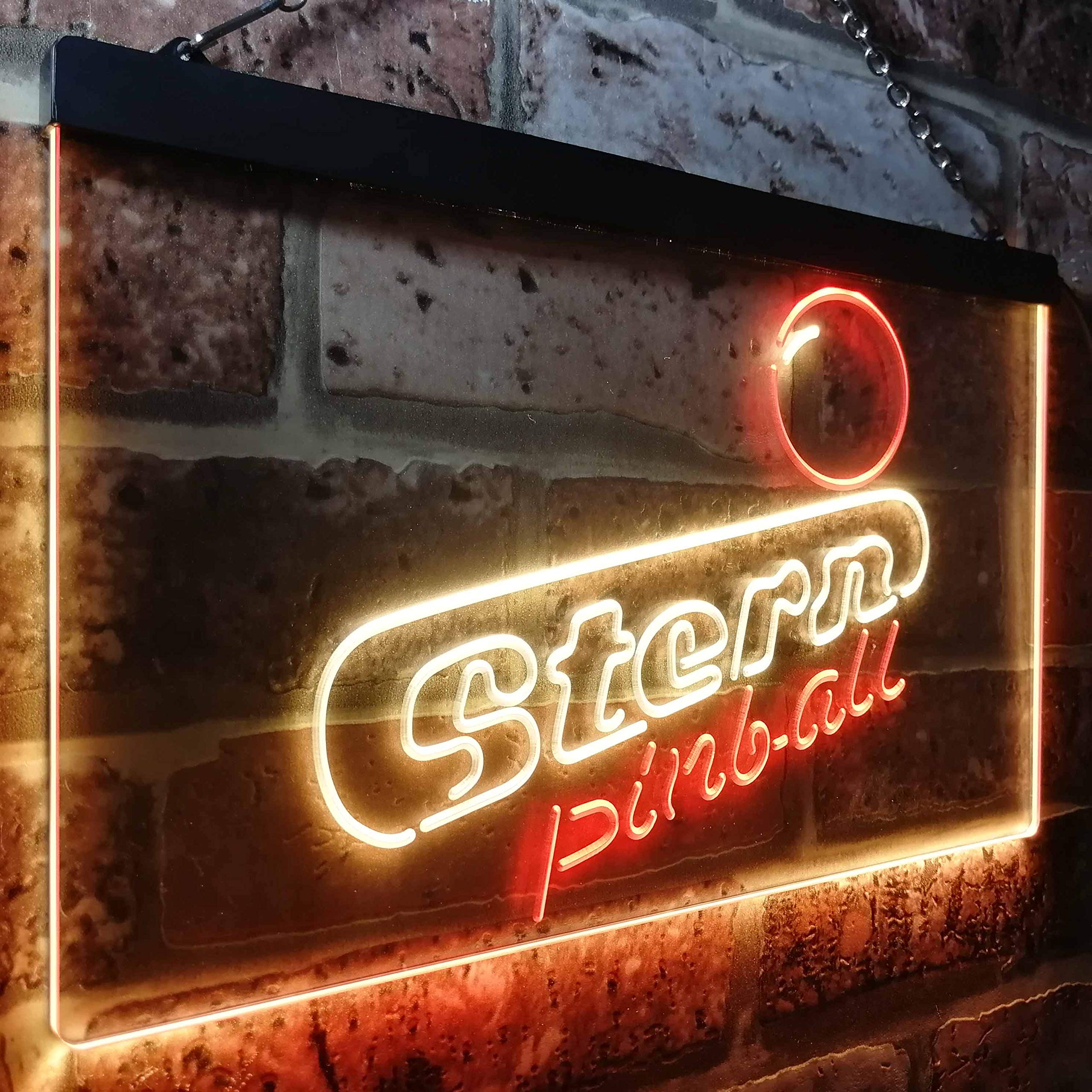 zusme Stern Pinball Game Room Man Cave Novelty LED Neon Sign Red + Yellow W30cm x H20cm