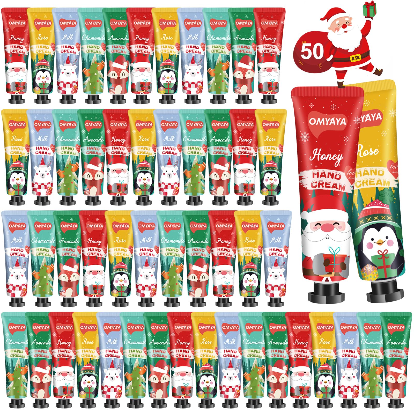 50 Pack Christmas Hand Cream Gifts Set, Bulk Hand Lotion for Party Favors, Moisturizing Mini Hand Lotion , Travel Size Hand Cream for Dry Skin, Ideal Christmas Gifts for Women, Coworkers, Teachers