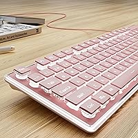 SEUNKWANG GX710S Pink Wired Backlit Keyboard: Quiet Full-Size Pudding Keycaps, Metal Panel, Ergonomic for Office & Gaming
