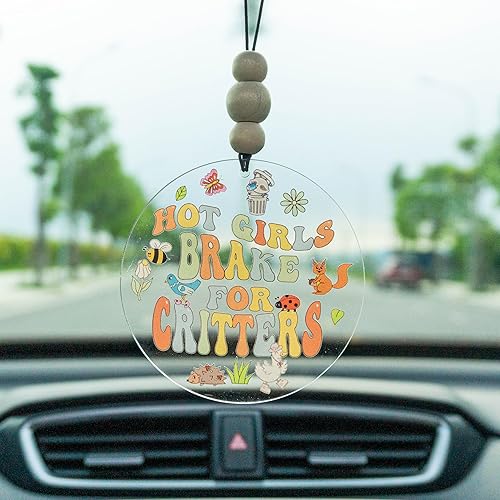 Miniatura 35 de Talataca Adorno plano 2D para automóvil Probably Late for Something y cuentas de madera, cita divertida con cuentas de accesorios para espejo