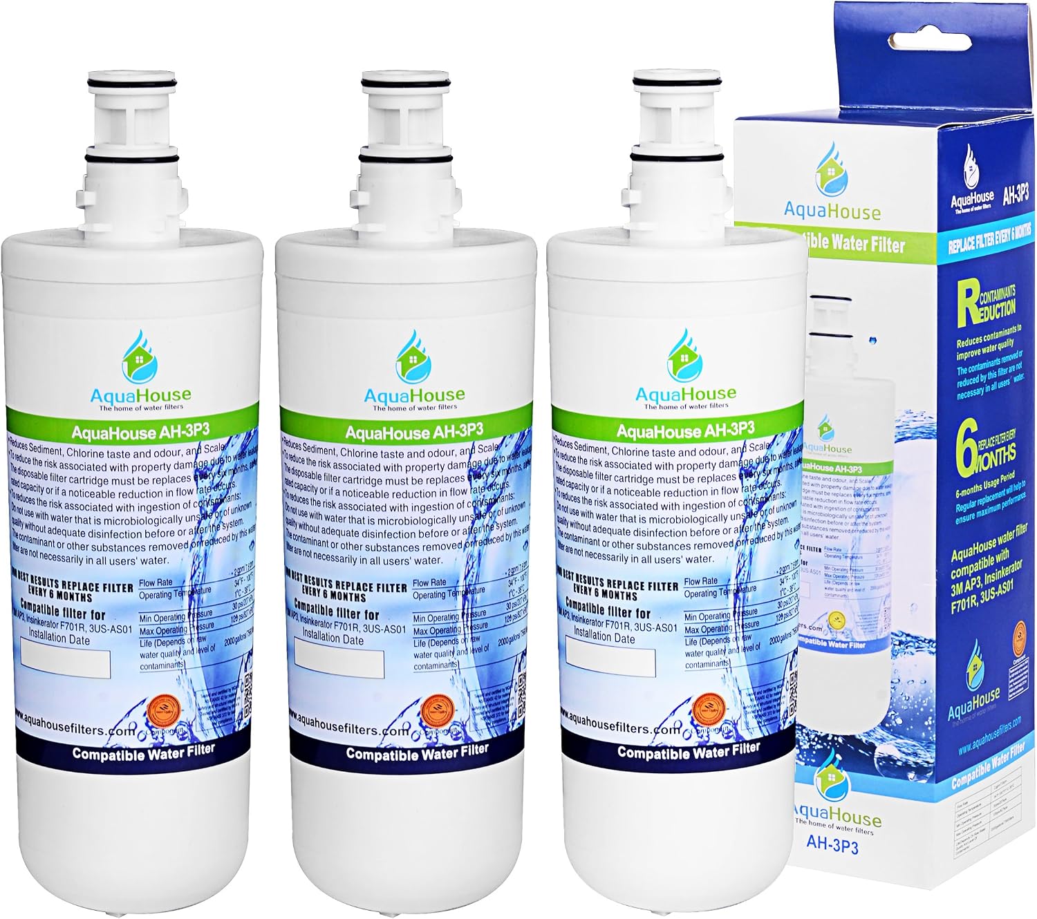 Waterdrop 3US-AF01 Filtro Acqua Sostitutivo – Compatibile Con InSinkErator F701R E 3M AP3-765S, Confezione Da 2