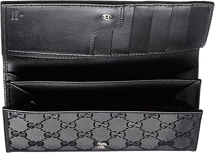 GUCCI(グッチ) GG 二つ折り長財布 ブラック×ホワイト レザー GUCCI（グッチ） GG 二つ折り長財布 ロングウォレット ブラック