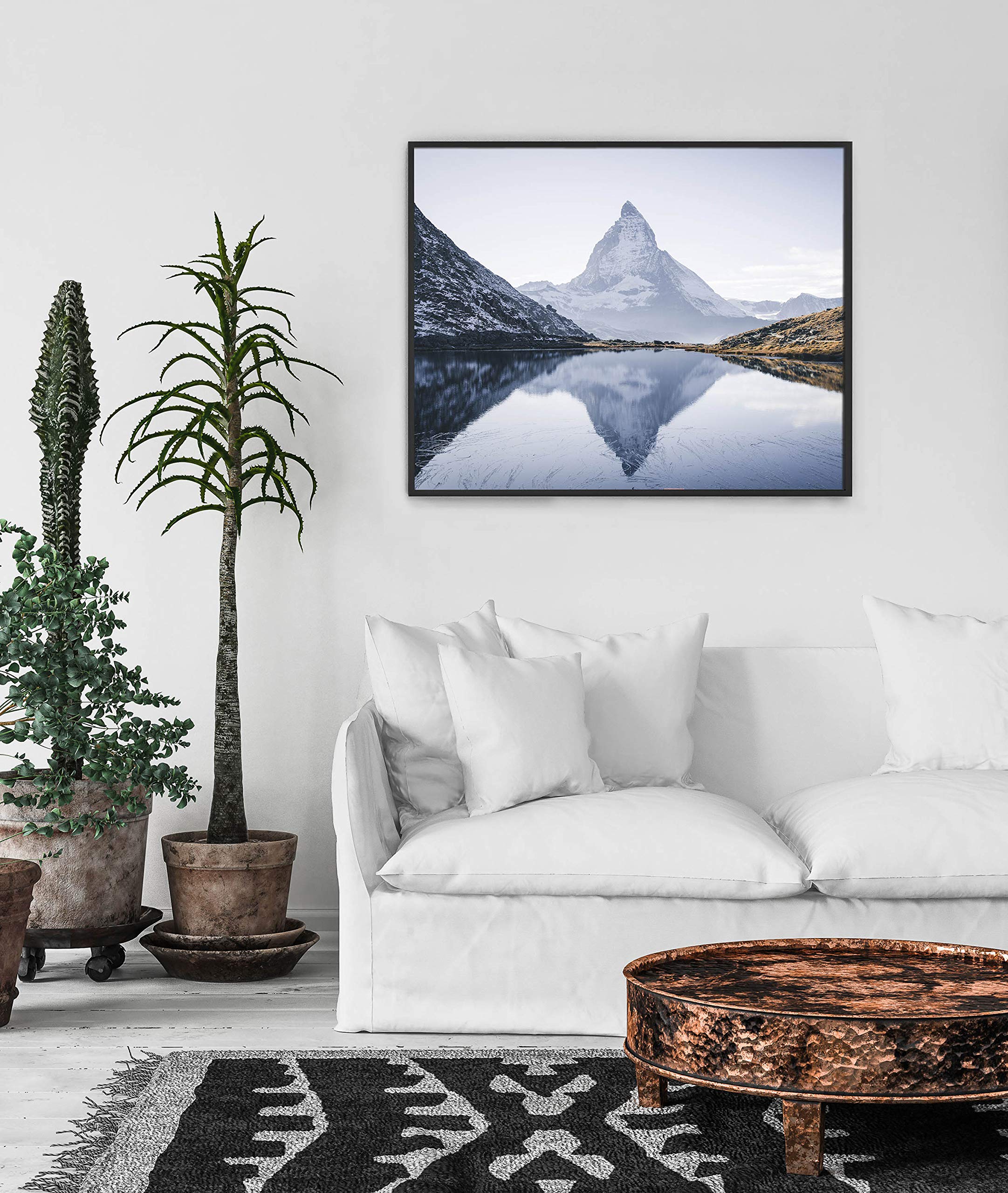 Panorama Quadro su Tela Canvas Monte Cervino 100x70cm - Telaio in Legno Incluso - Decorazione Murale