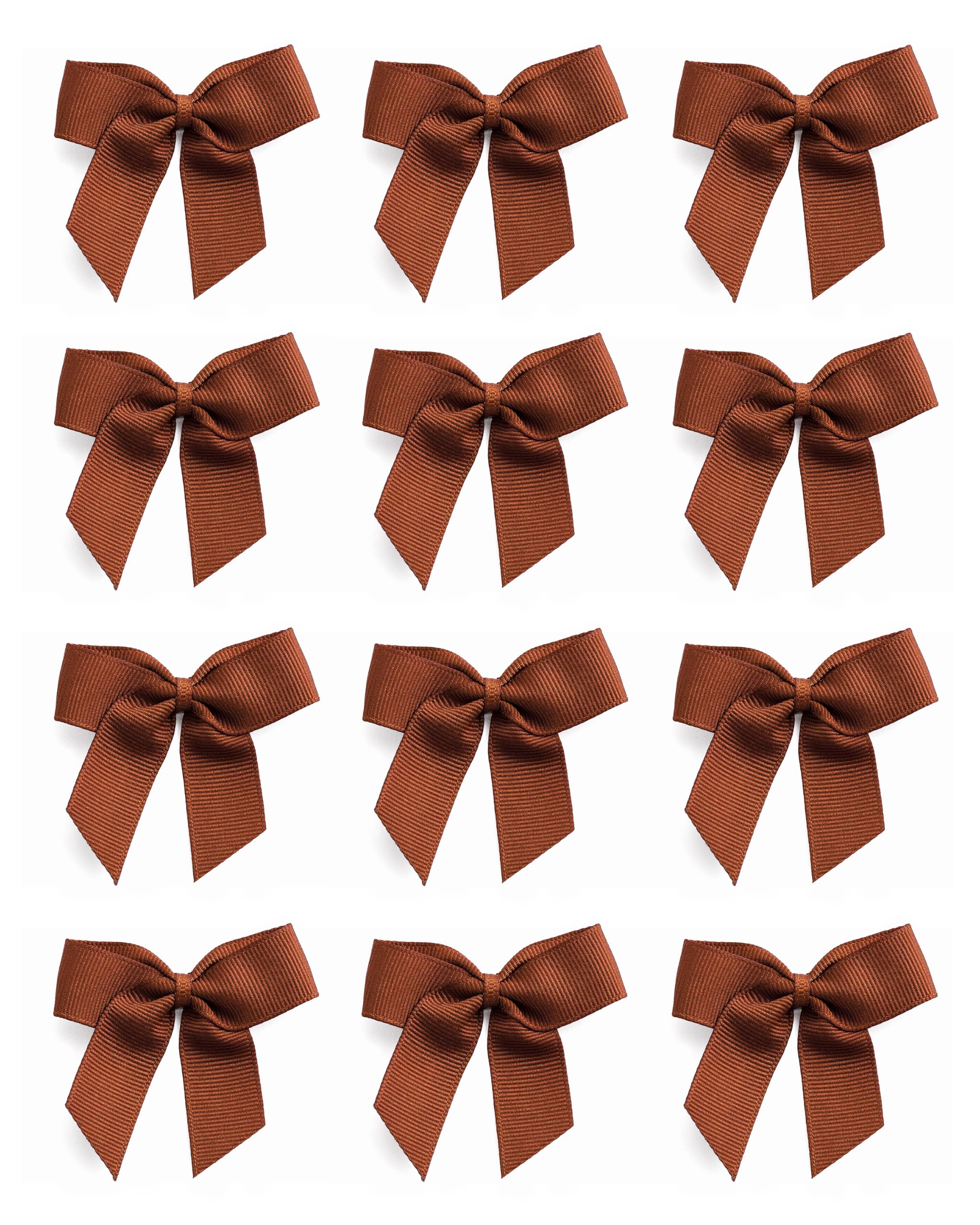 Italian Options Small Grosgrain Ribbon Bows, Self Adhesive Bows for Crafting, Gifts, Sewing, Hair Bow, Wedding Stationery, Floristry, Cakes, Crafts, Decorations, Brown, 24 Pack, 5cm — image 1