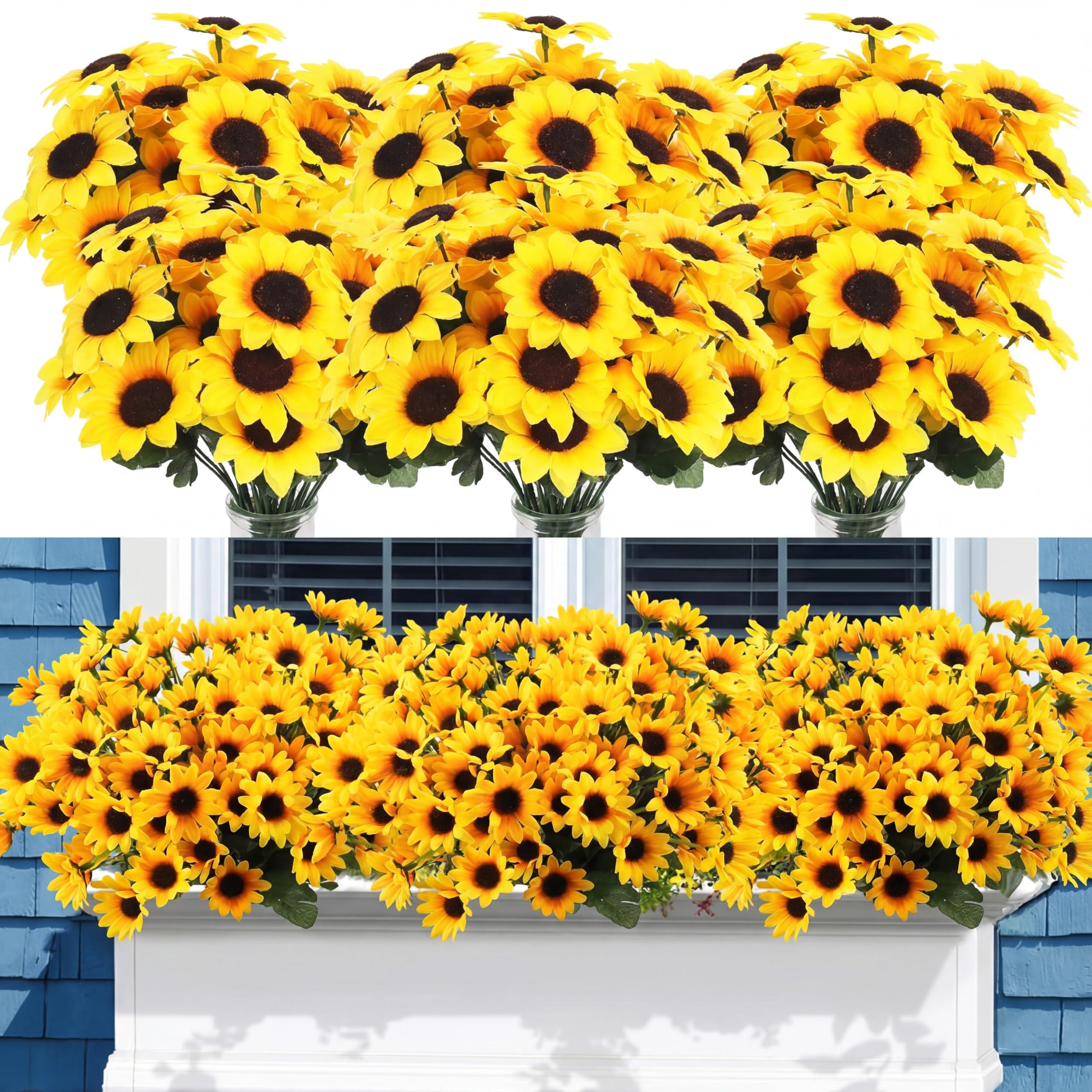 Amazon.com: Redbaker 24 Bundles Yellow Sunflower Faux Mums for
