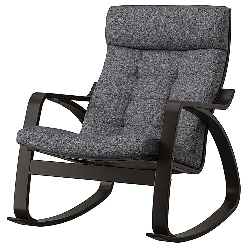 POÄNG Rocking-chair, black-brown/Gunnared dark grey