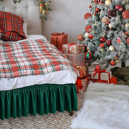 Vista 178 de Biscaynebay - Faldón envolvente matrimonial y matrimonial XL de 15 pulgadas, con volantes, elástico, ajustable, gris plateado, resistente a las Gris